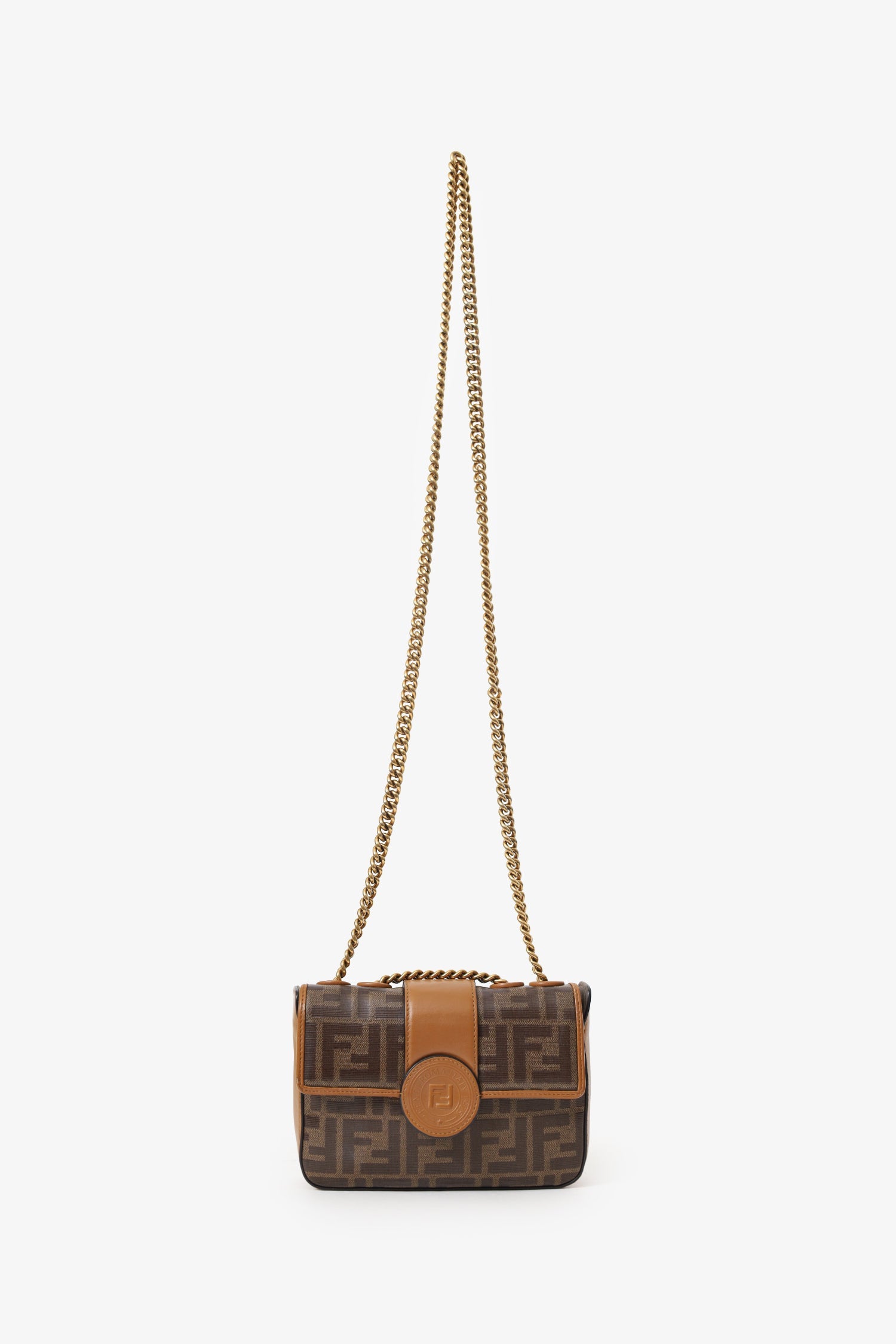 Fendi Brown Mini Double F Shoulder Bag