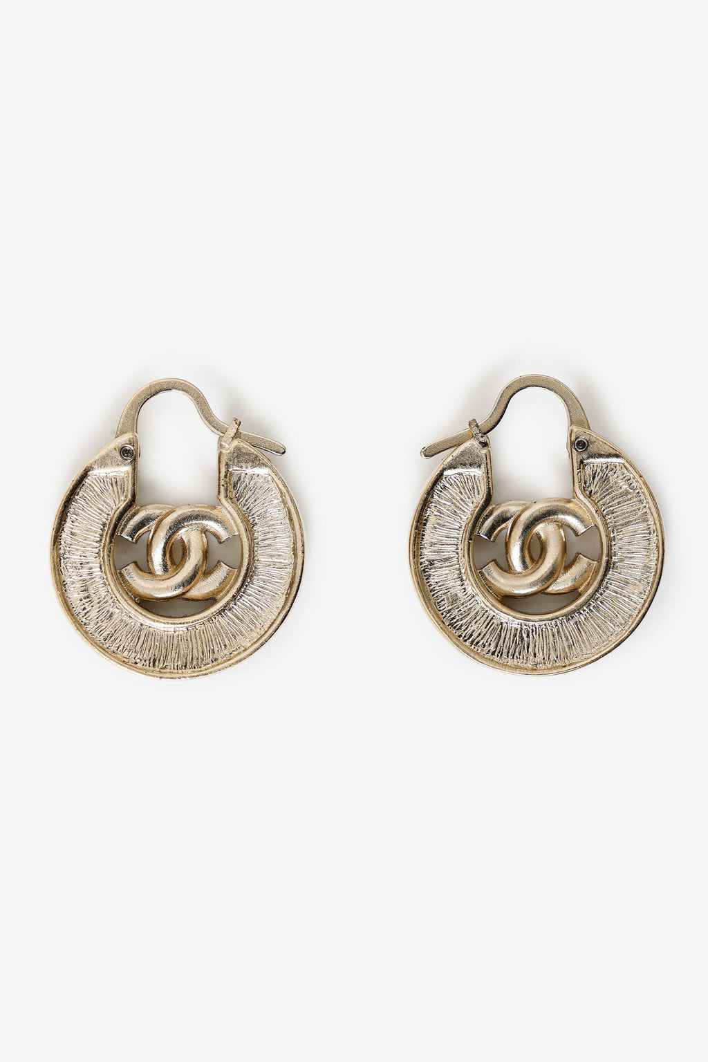 Pre-Loved Chanel™ Pearl Crystal CC Round Hoop Earrings