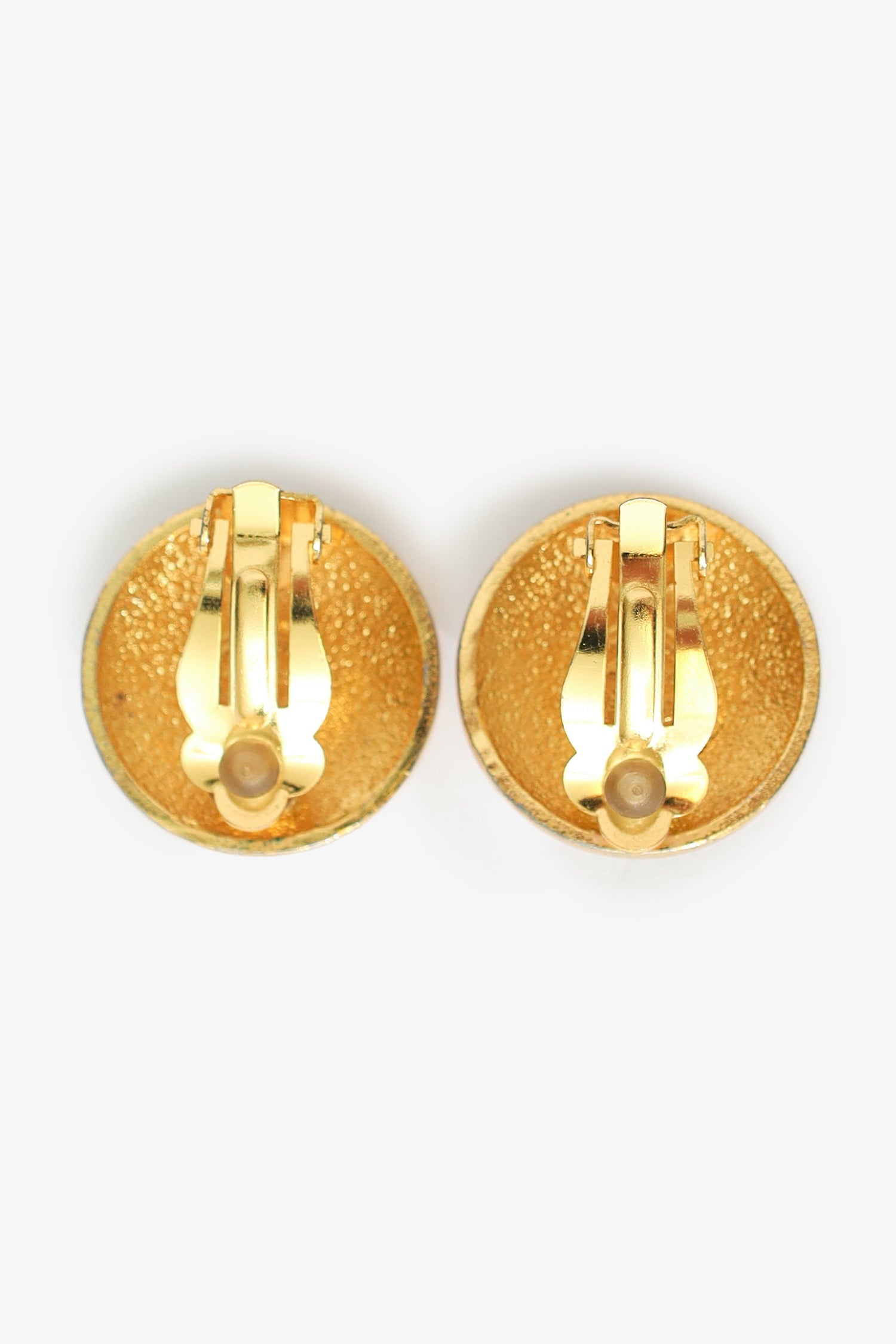 Pre-Loved Chanel™ Vintage Gold-tone CC Crystal Round Clip-on Earrings