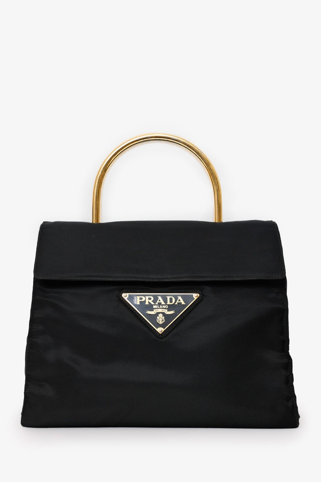 Prada Black Nylon Tessuto Top Handle Bag