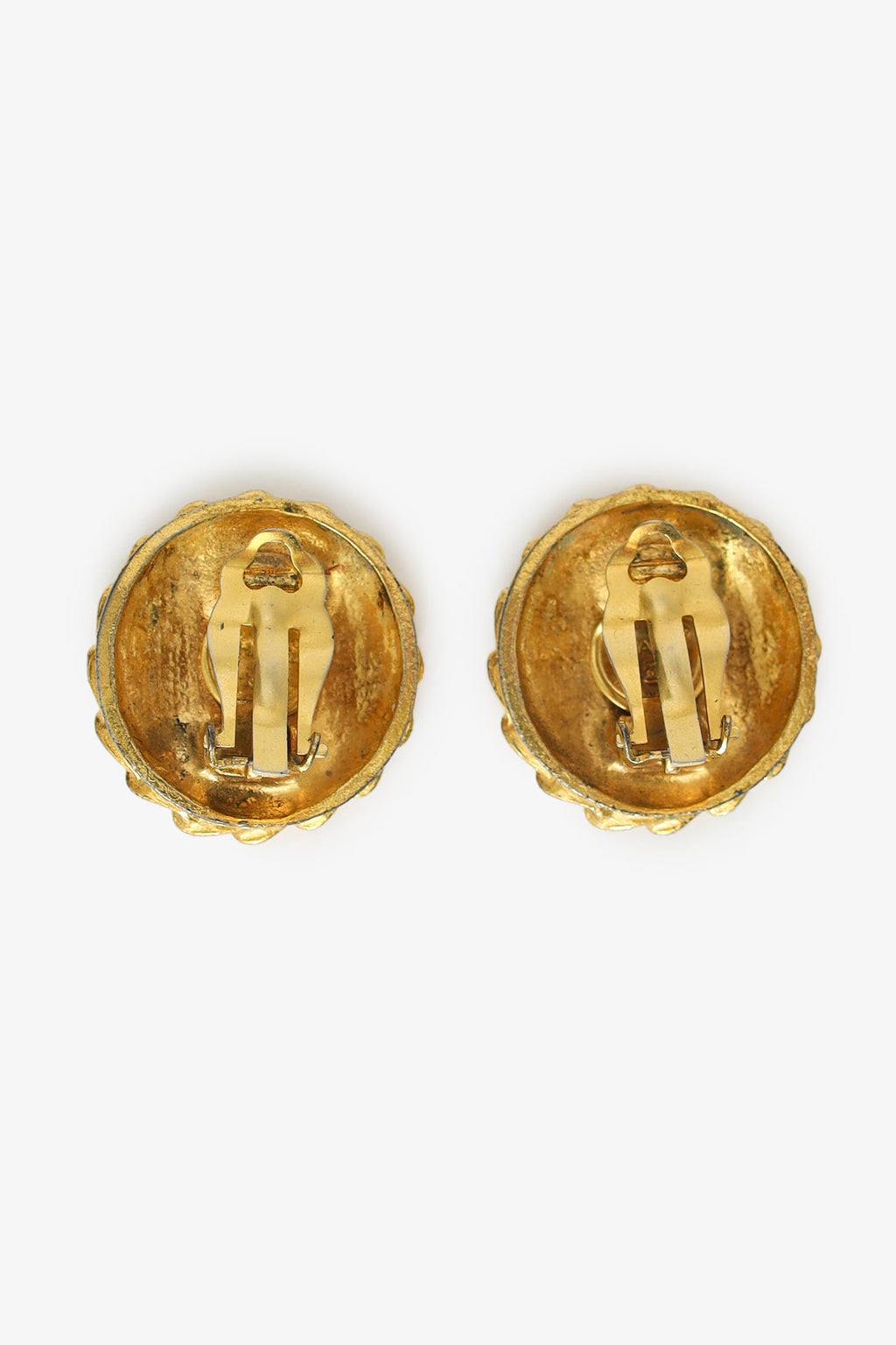 Pre-Loved Chanel™ Vintage Gold-tone Miss Coco Mademoiselle Round Clip-on Earrings