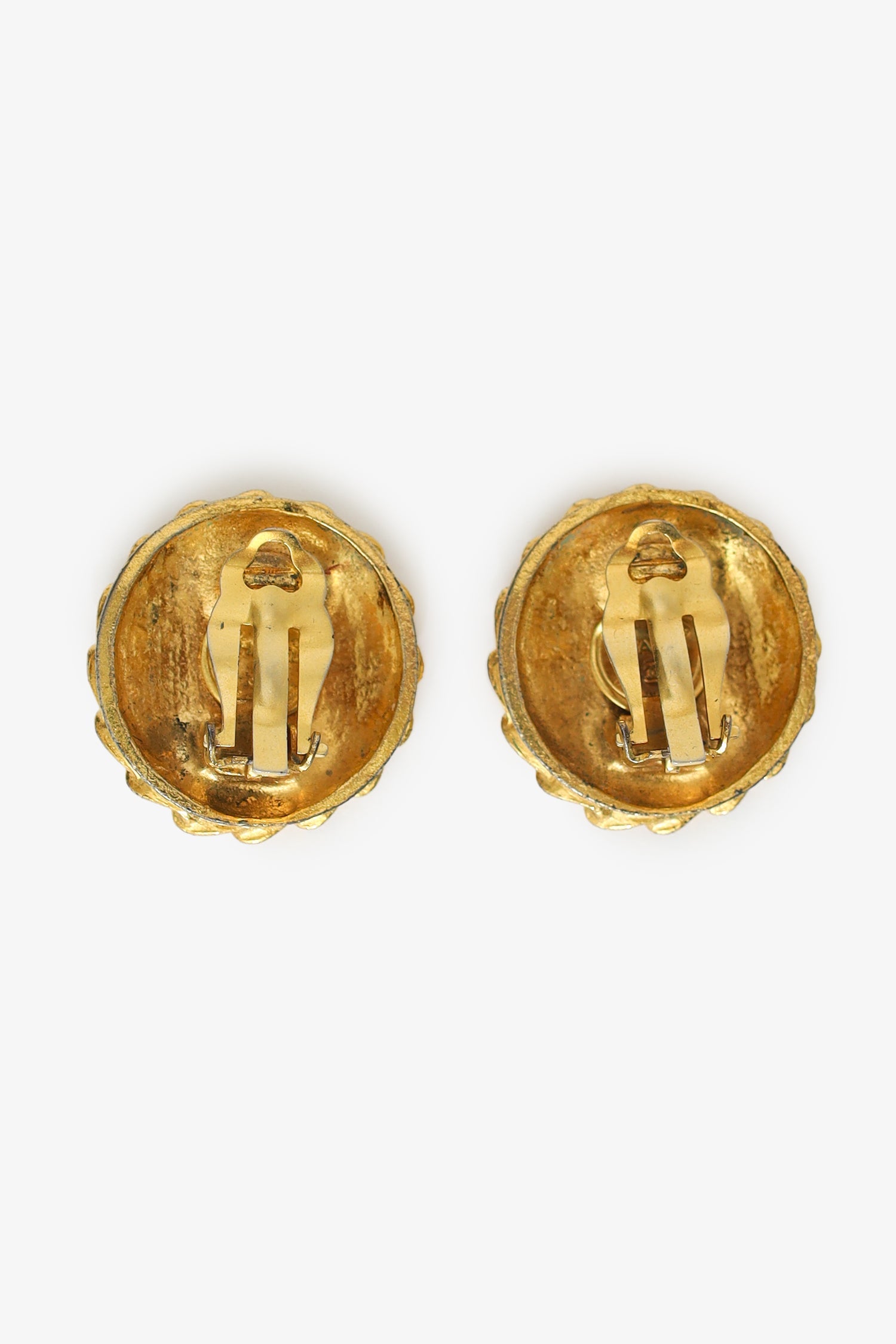 Pre-Loved Chanel™ Vintage Gold-tone Miss Coco Mademoiselle Round Clip-on Earrings
