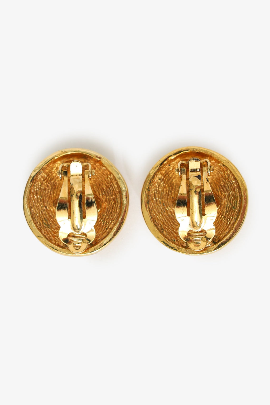 Pre-Loved Chanel™ Gold-tone Quilted Coco Mark Matelassé Round Clip-on Earrings
