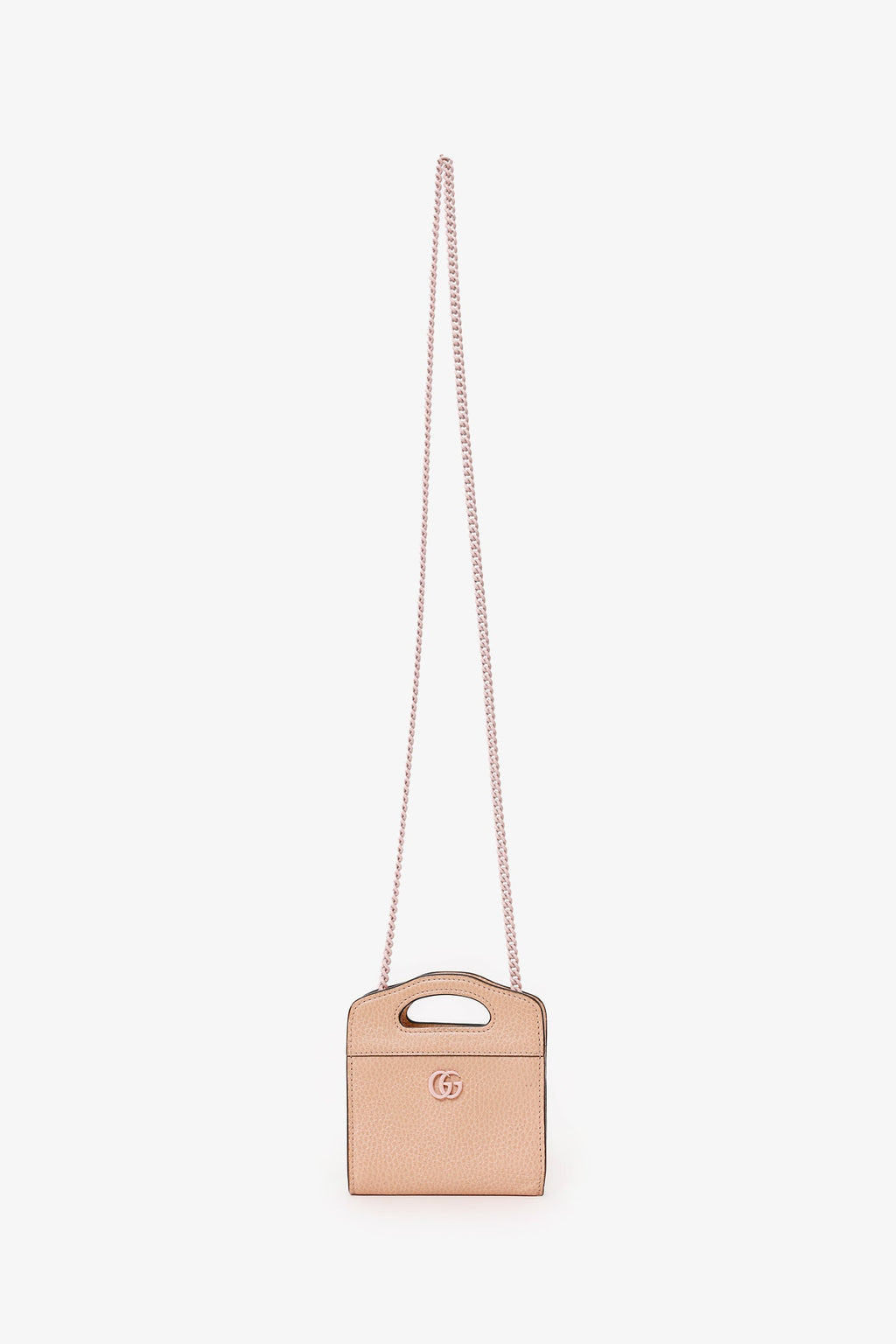 Gucci Beige Leather GG Marmont Mini  Holder With Chain