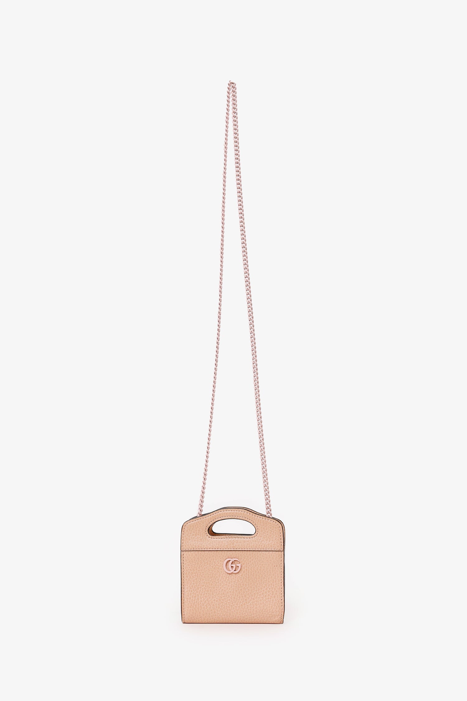 Gucci Beige Leather GG Marmont Mini  Holder With Chain