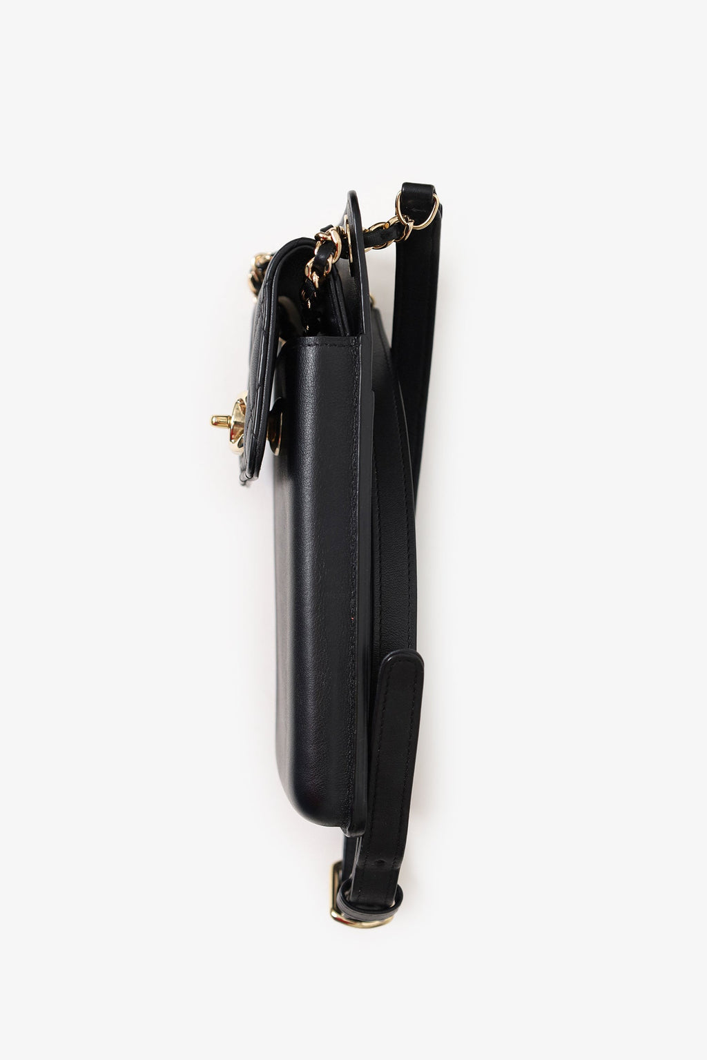 Pre-Loved Chanel™ Black Lambskin Matelasse Phone Holder Shoulder Bag
