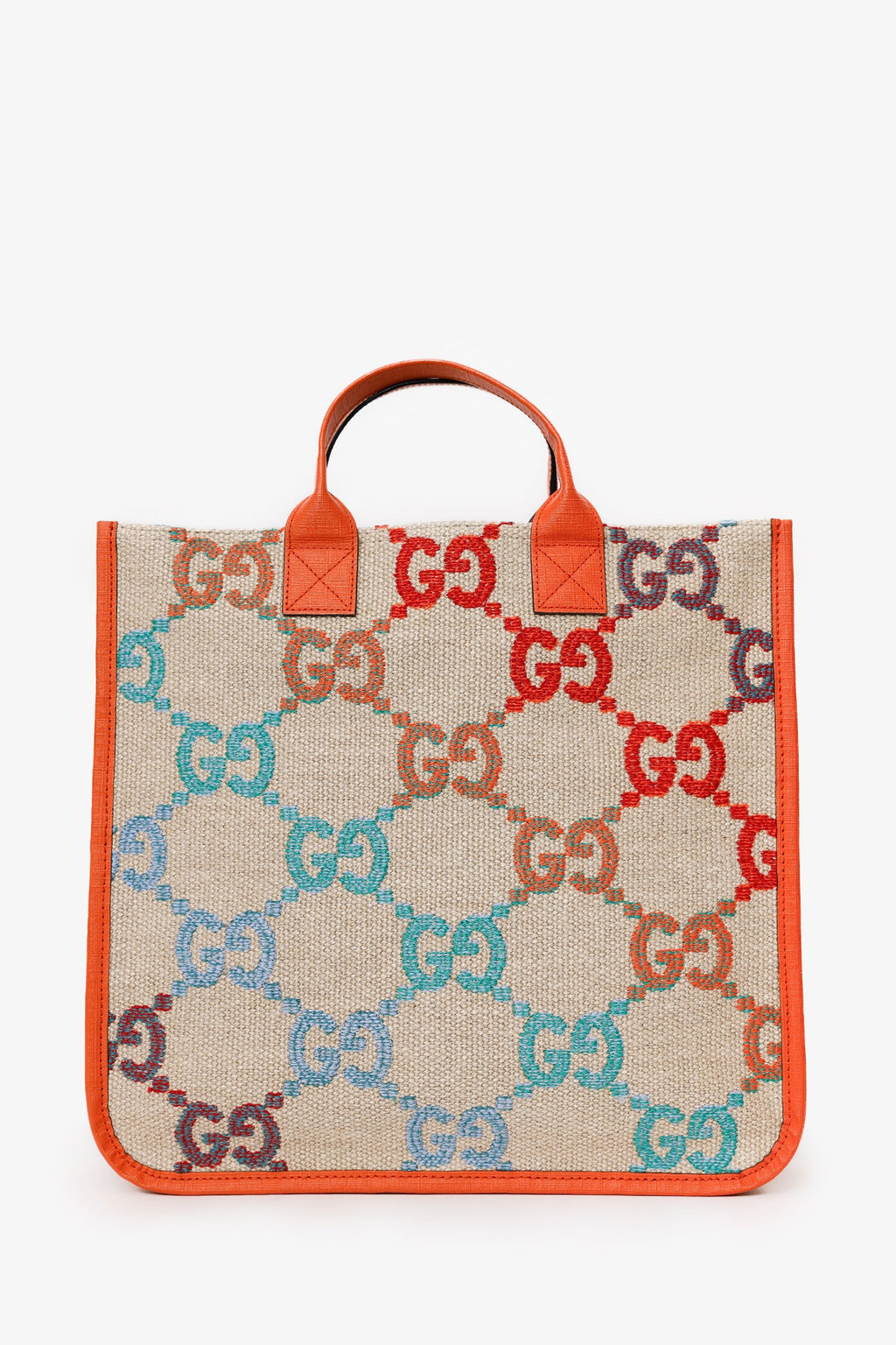 Gucci Beige/Orange Rainbow Gradient Logo Flax Tote