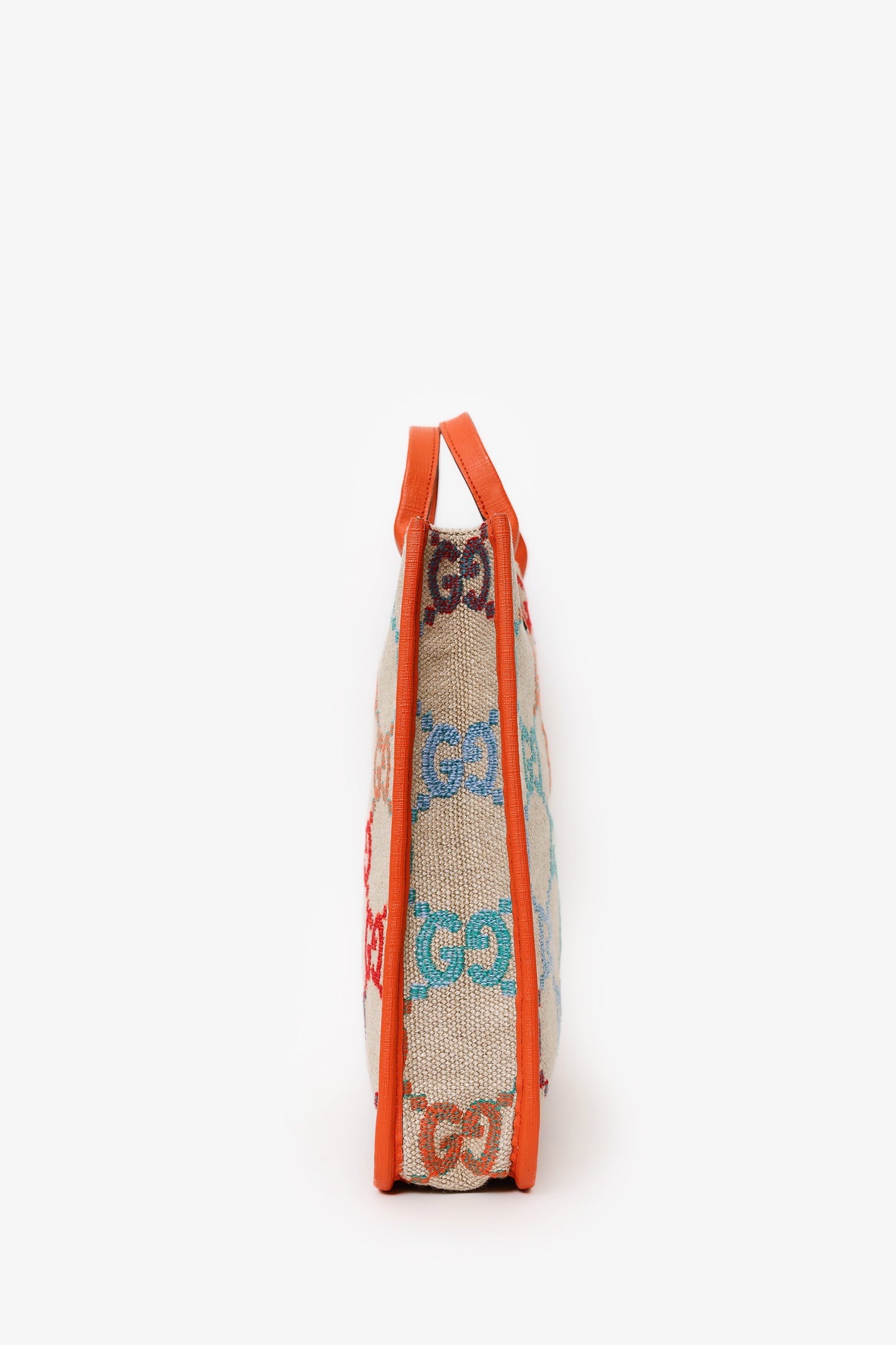 Gucci Beige/Orange Rainbow Gradient Logo Flax Tote