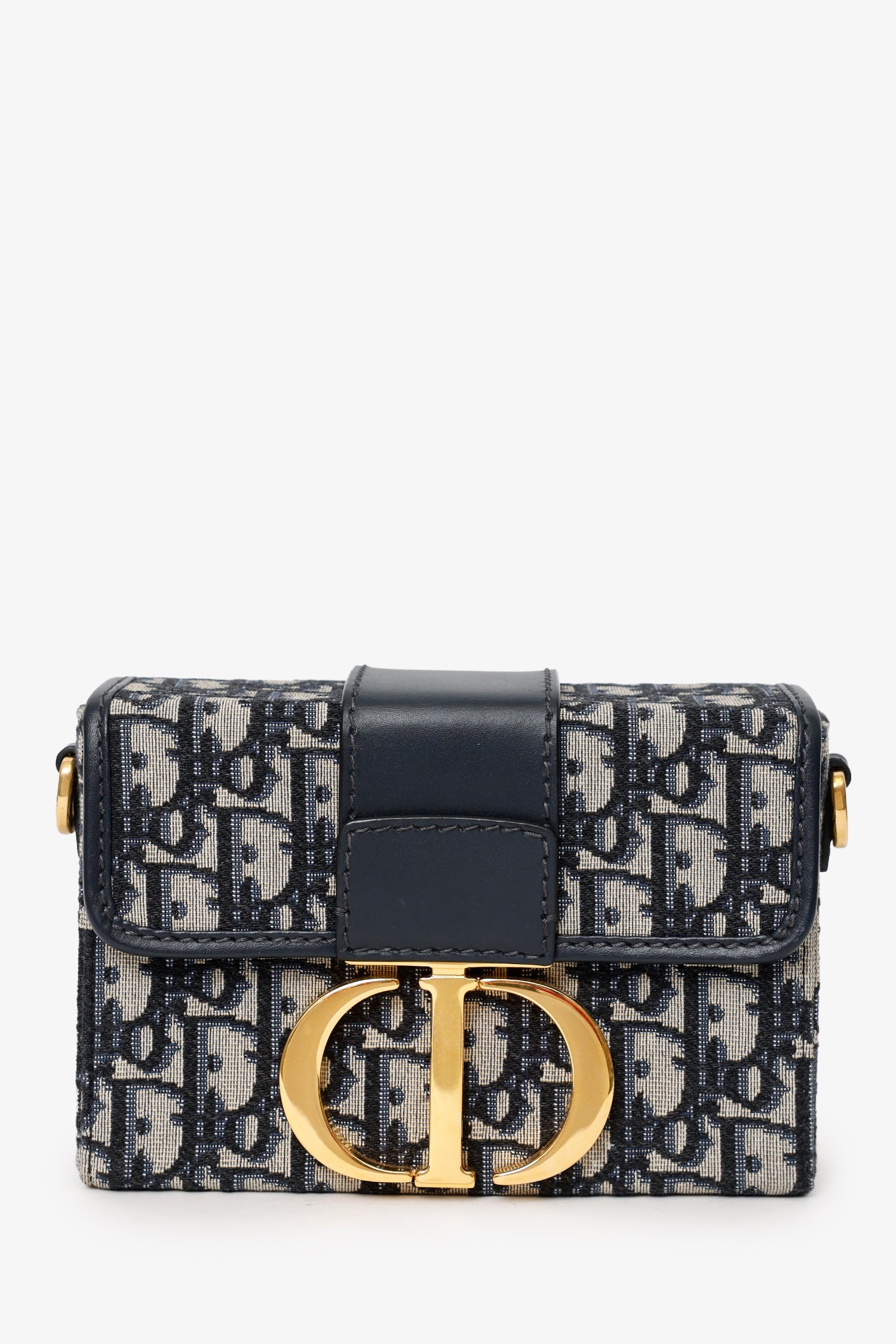 Christian Dior Navy Oblique Montaigne 30 Box Bag