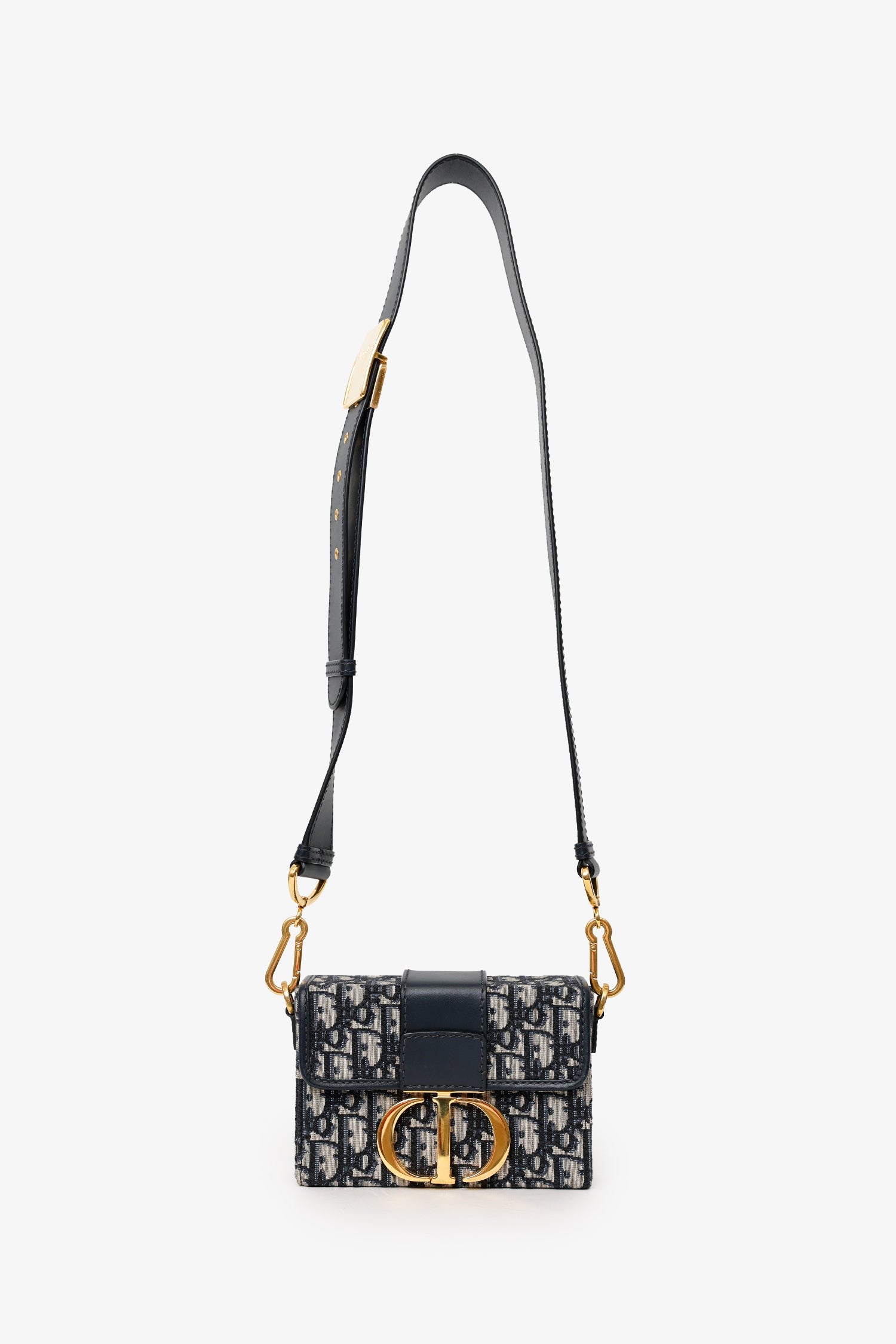 Christian Dior Navy Oblique Montaigne 30 Box Bag