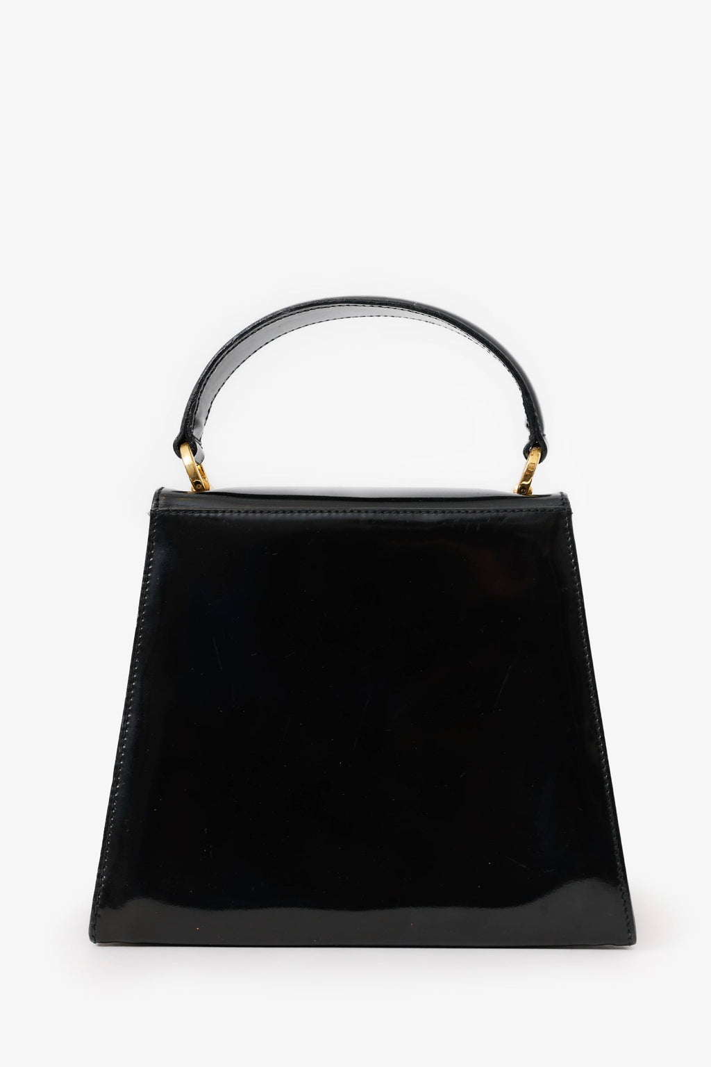Salvatore Ferragamo Black Patent Leather Vara Bow Top Handle Bag