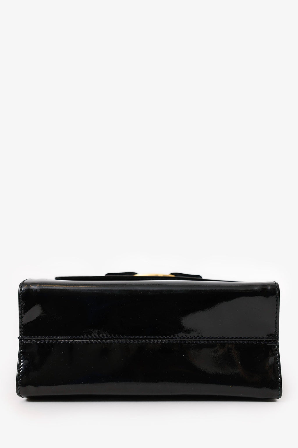 Salvatore Ferragamo Black Patent Leather Vara Bow Top Handle Bag