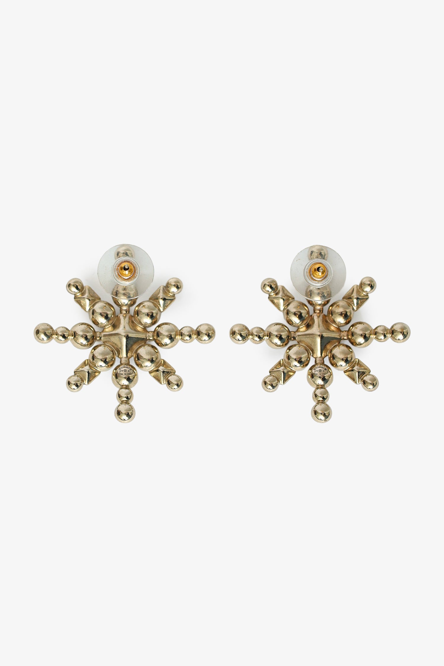 Pre-Loved Chanel™ Gold-tone Black Bead Pearl Crystal CC Star Earrings