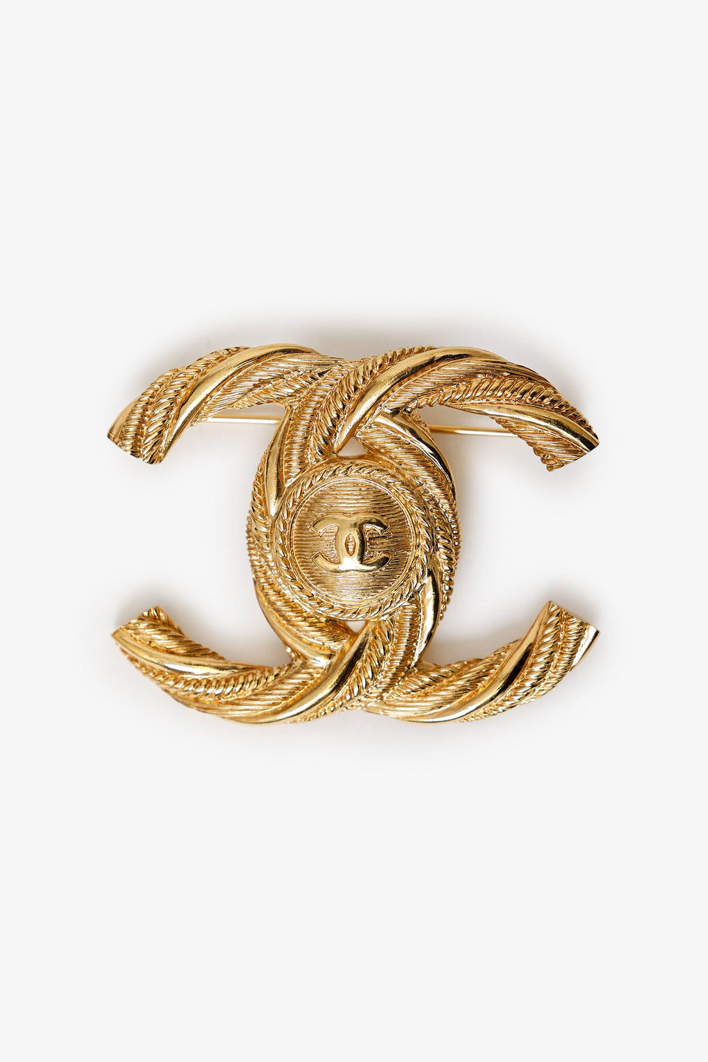 Pre-Loved Chanel™ Gold Tone Twisted CC Brooch