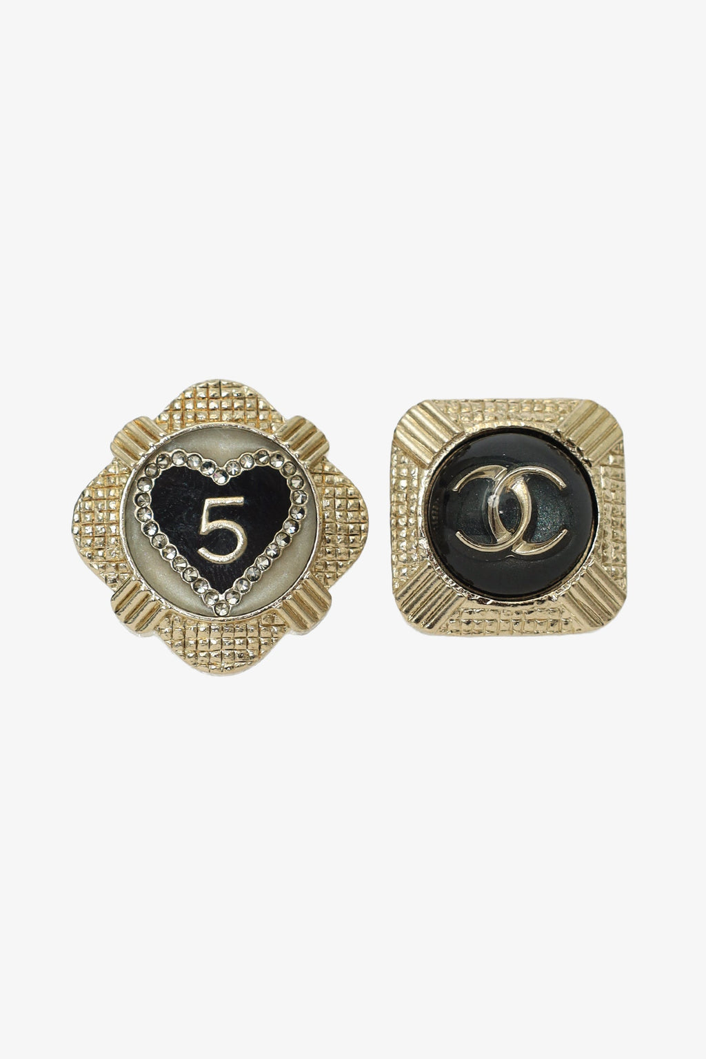 Pre-Loved Chanel™ 2021 Resin & Strass CC Pin Brooch Set