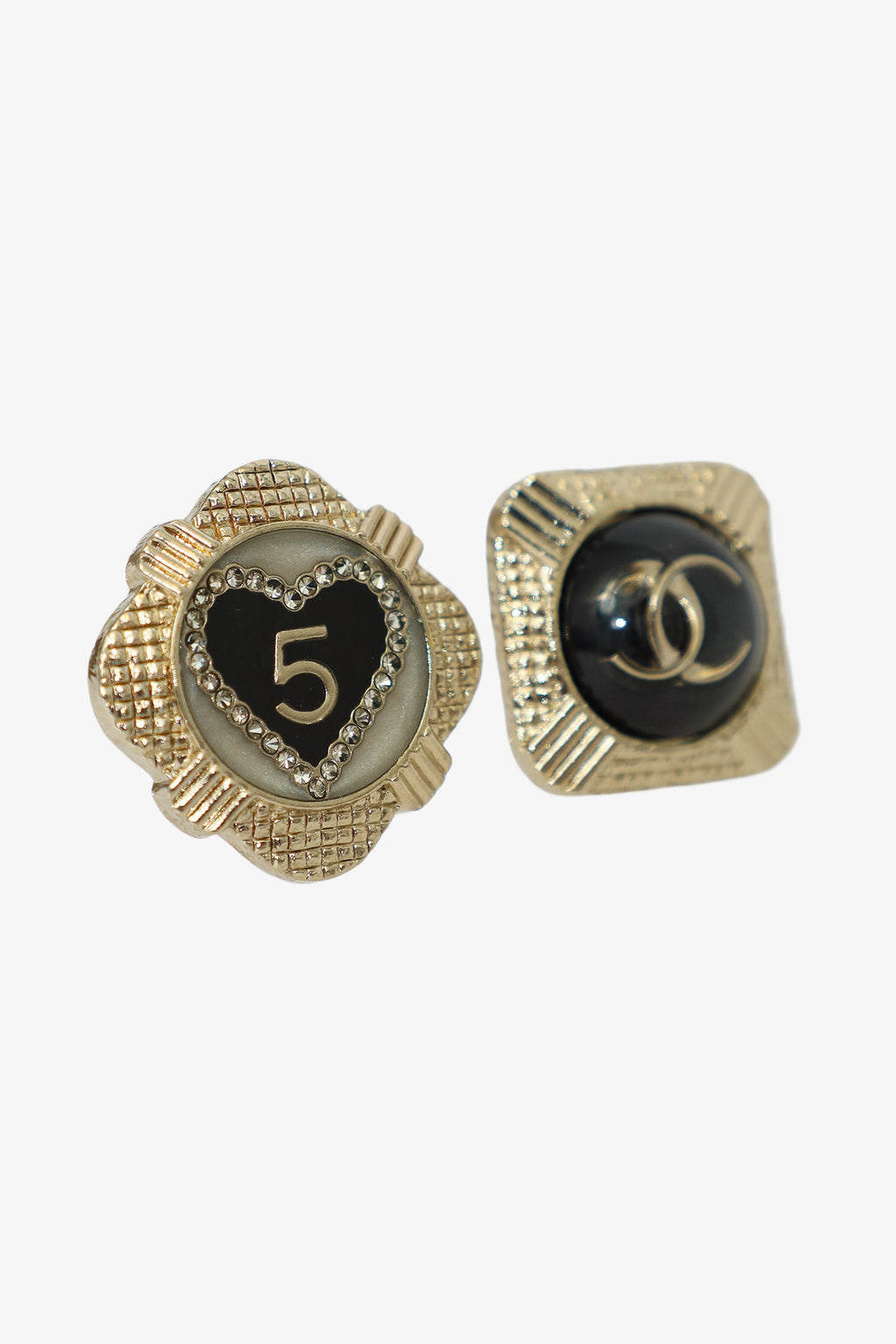 Pre-Loved Chanel™ 2021 Resin & Strass CC Pin Brooch Set