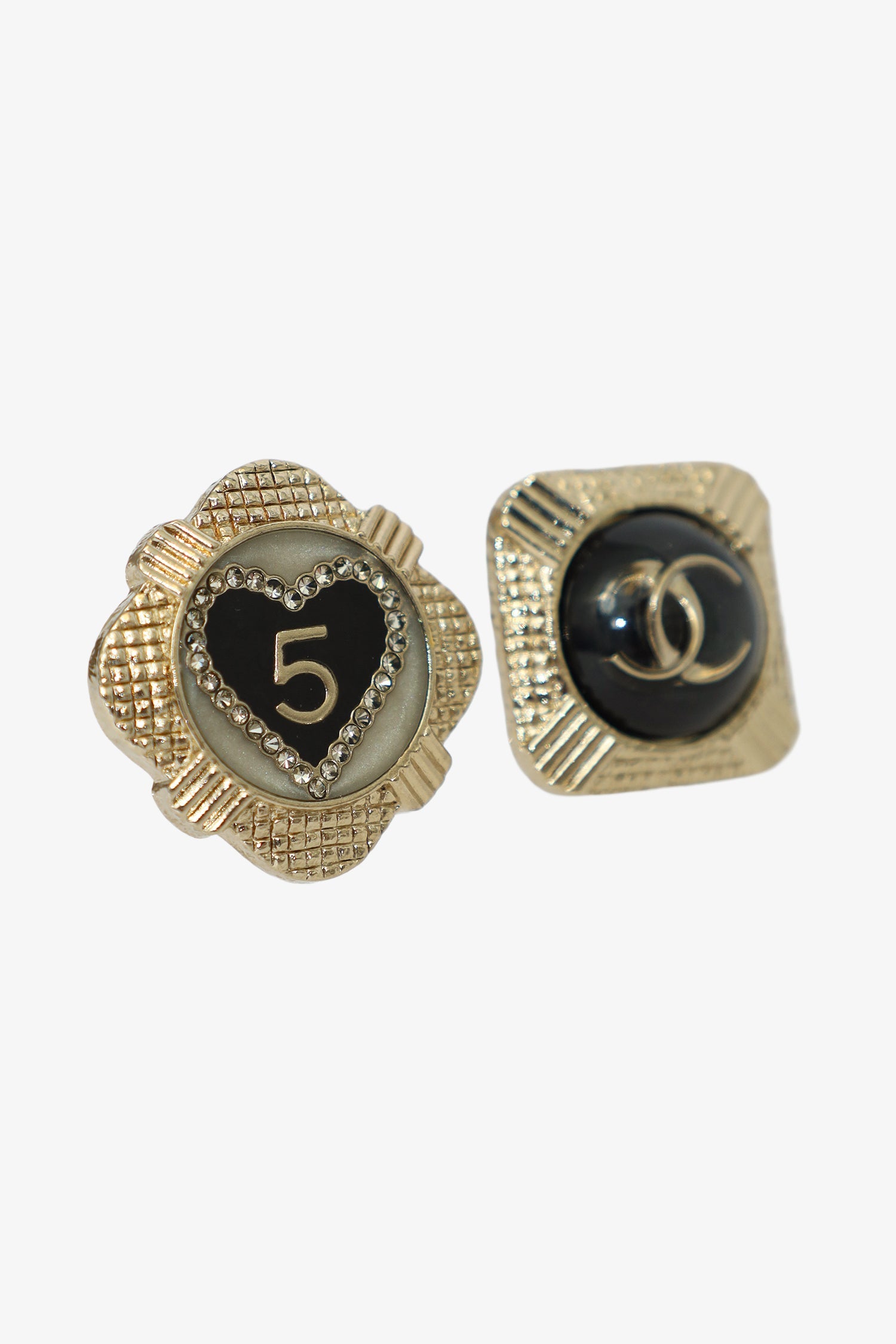Pre-Loved Chanel™ 2021 Resin & Strass CC Pin Brooch Set