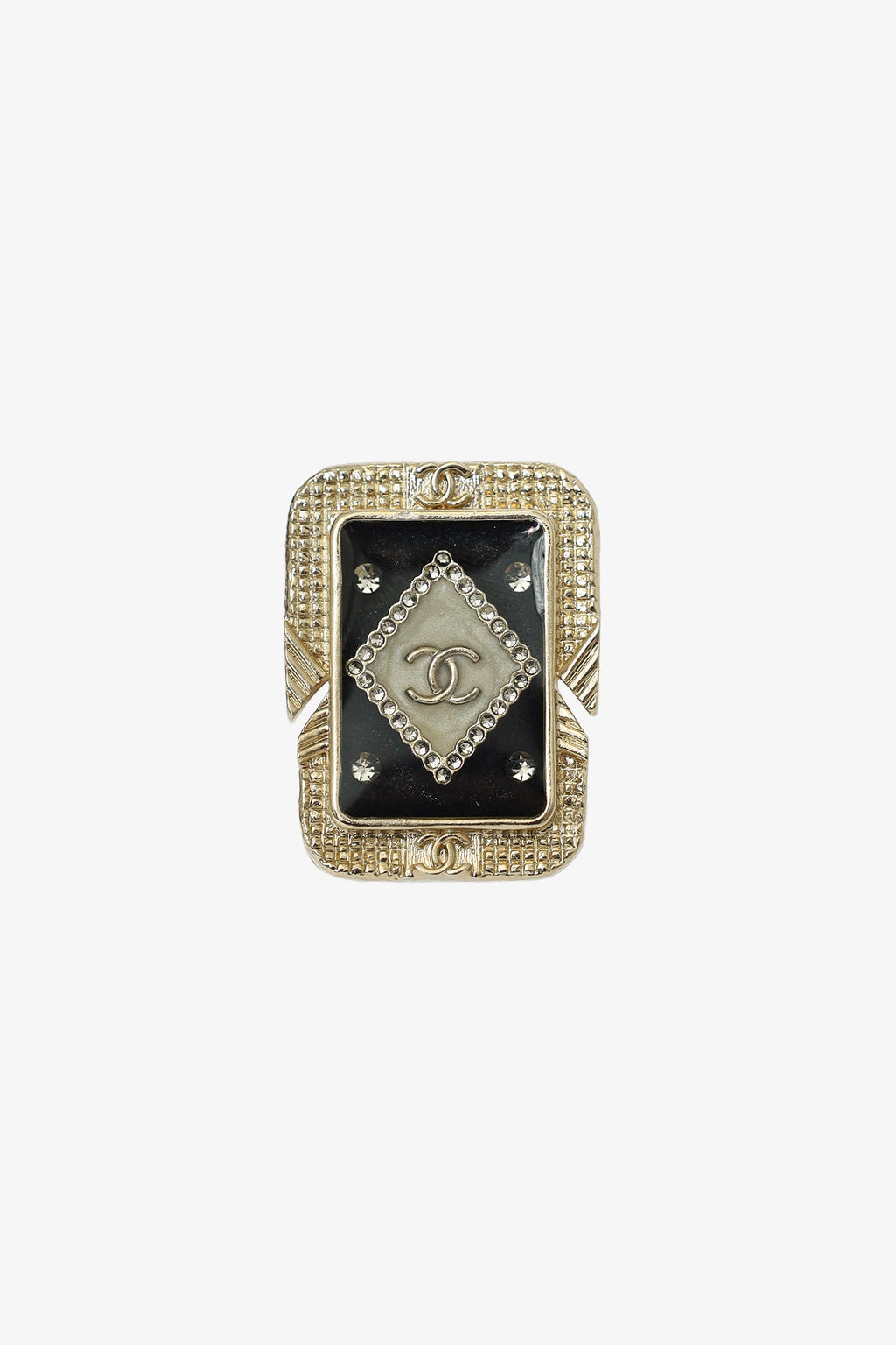 Pre-Loved Chanel™ 2021 Resin & Strass CC Pin Brooch Set