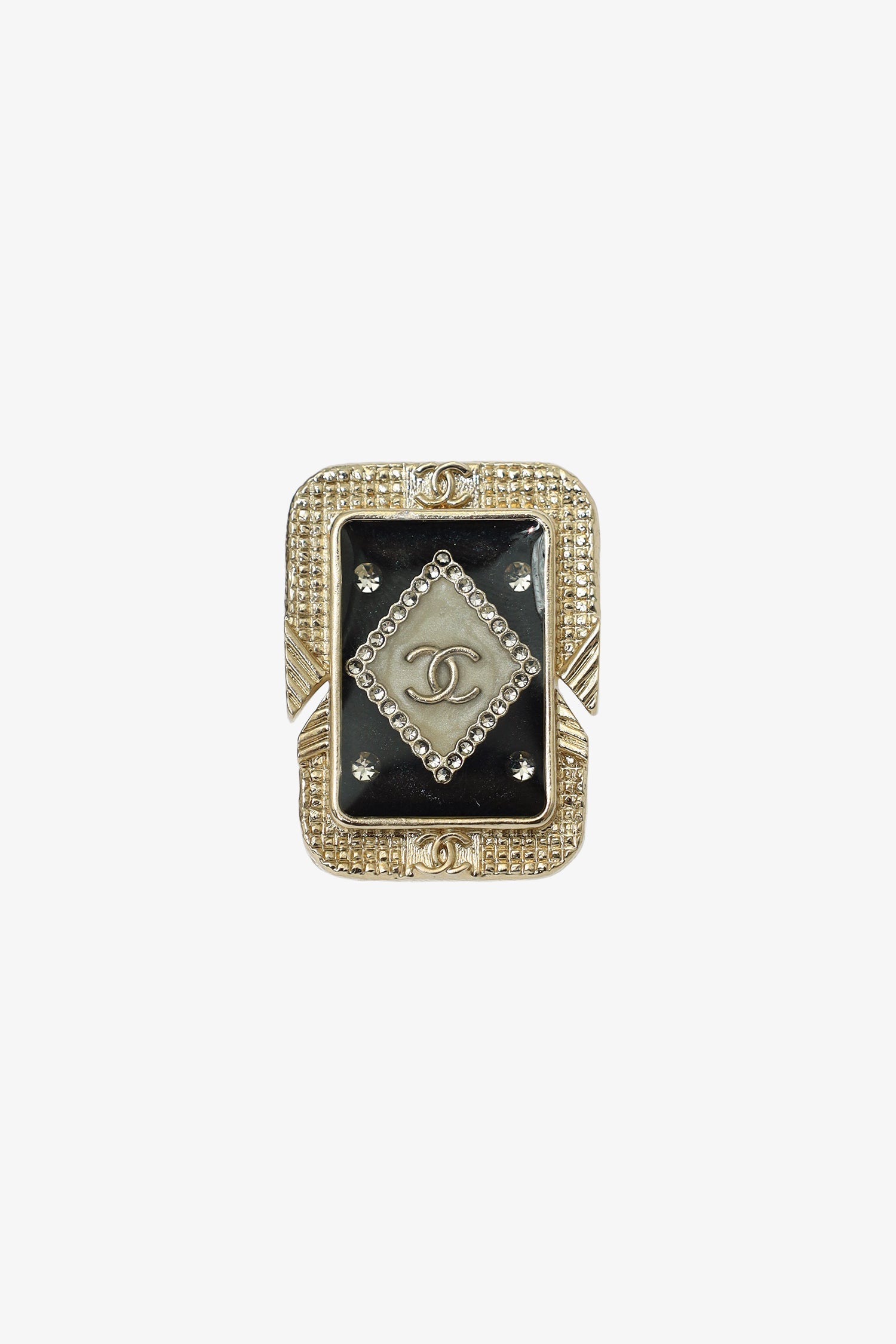 Pre-Loved Chanel™ 2021 Resin & Strass CC Pin Brooch Set