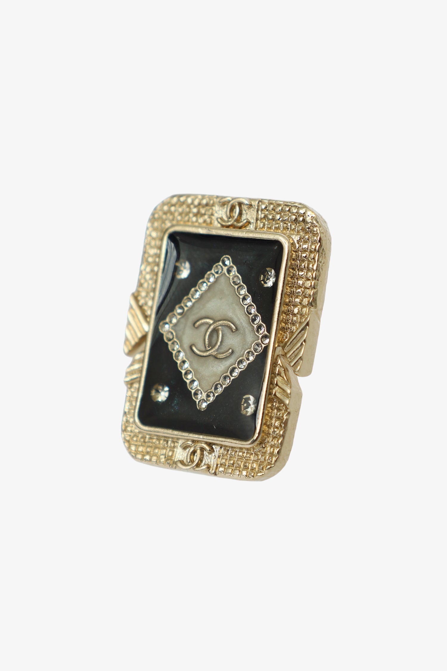 Pre-Loved Chanel™ 2021 Resin & Strass CC Pin Brooch Set