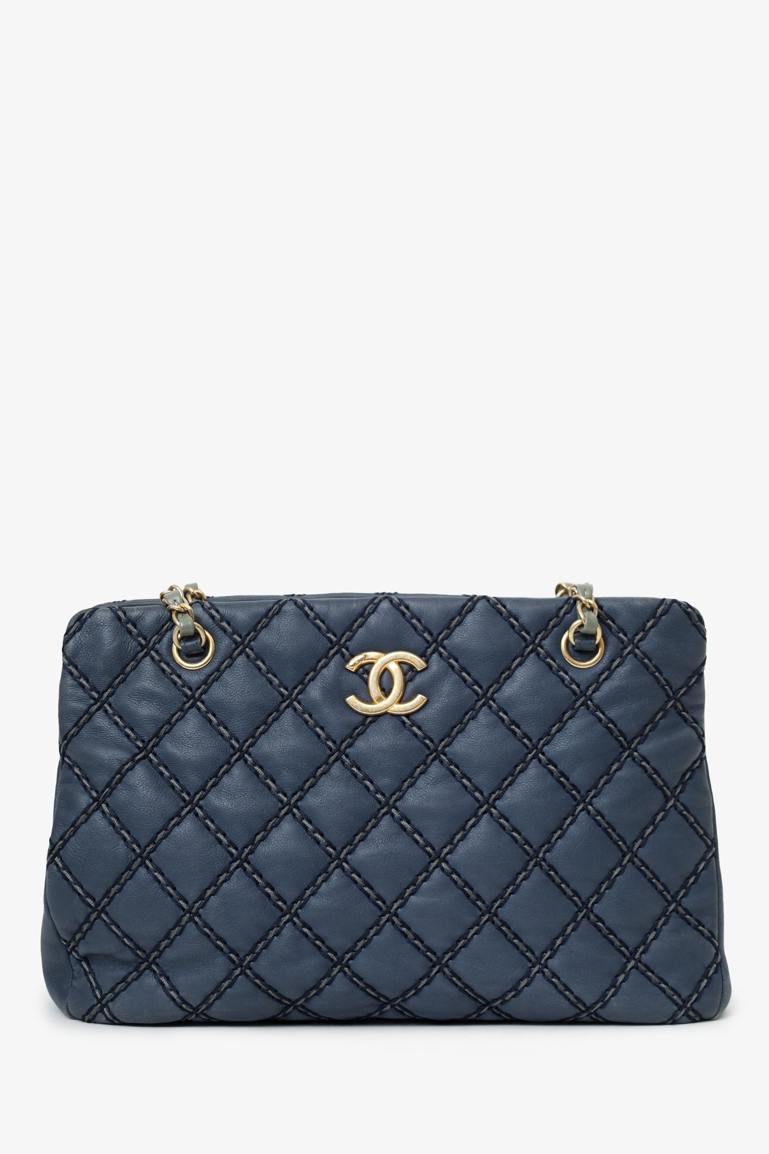 Pre-Loved Chanel™ 2014 Blue Leather Paris-Dallas Chic Stitch Bag