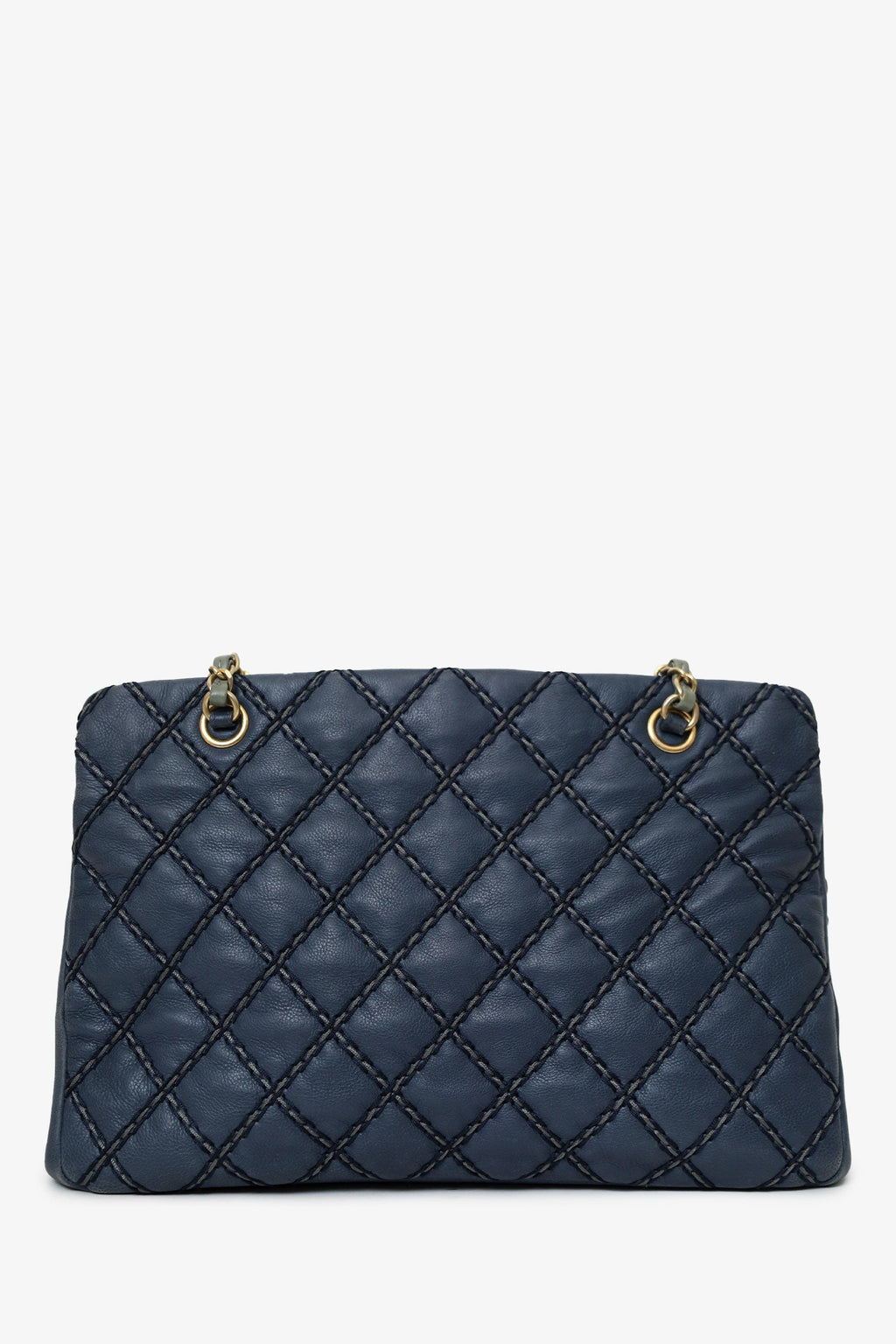 Pre-Loved Chanel™ 2014 Blue Leather Paris-Dallas Chic Stitch Bag