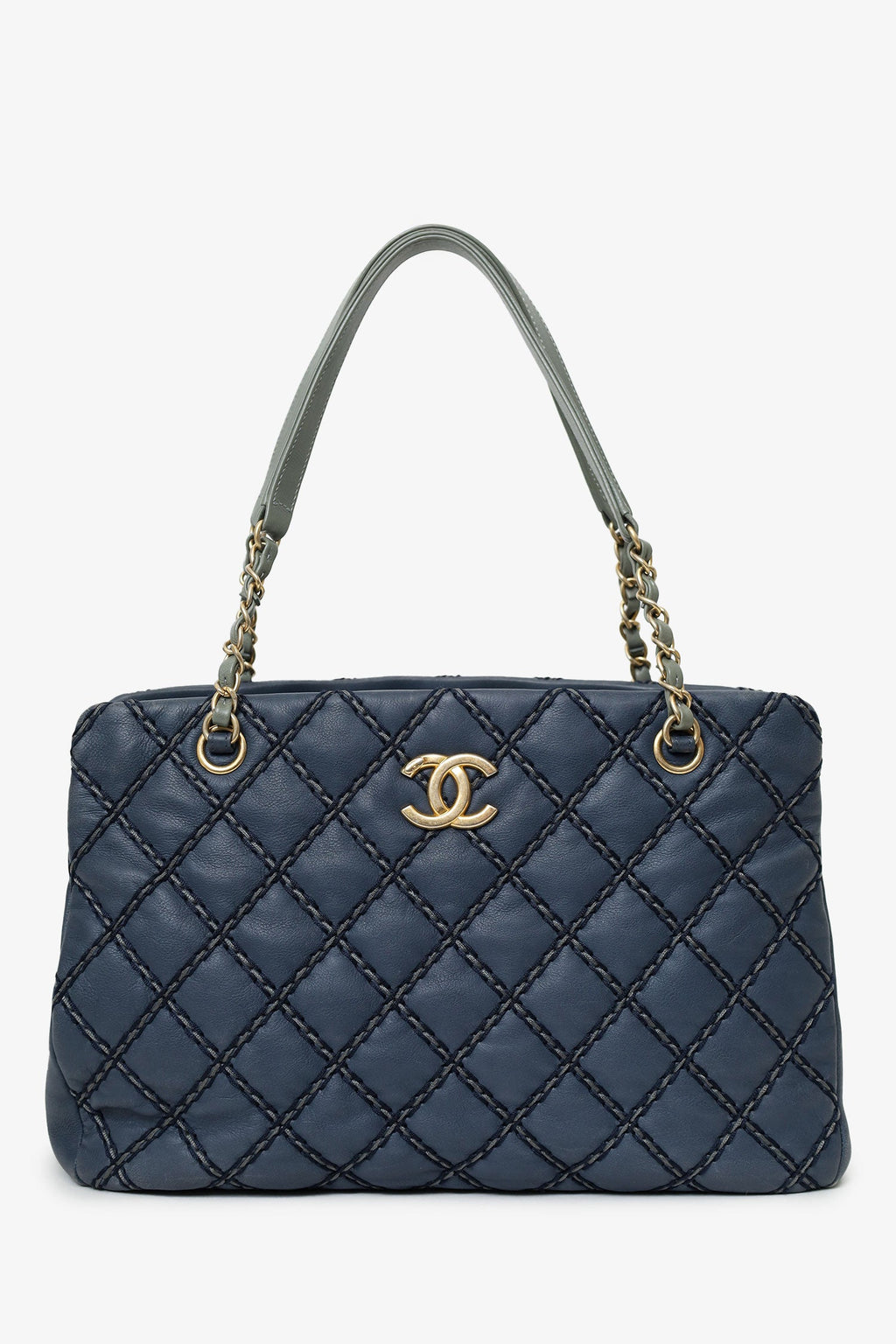 Pre-Loved Chanel™ 2014 Blue Leather Paris-Dallas Chic Stitch Bag