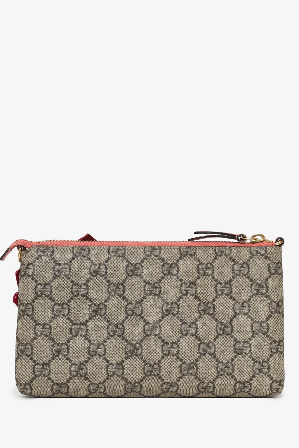 Gucci GG Supreme Monogram Face Embroidered Wrist Wallet