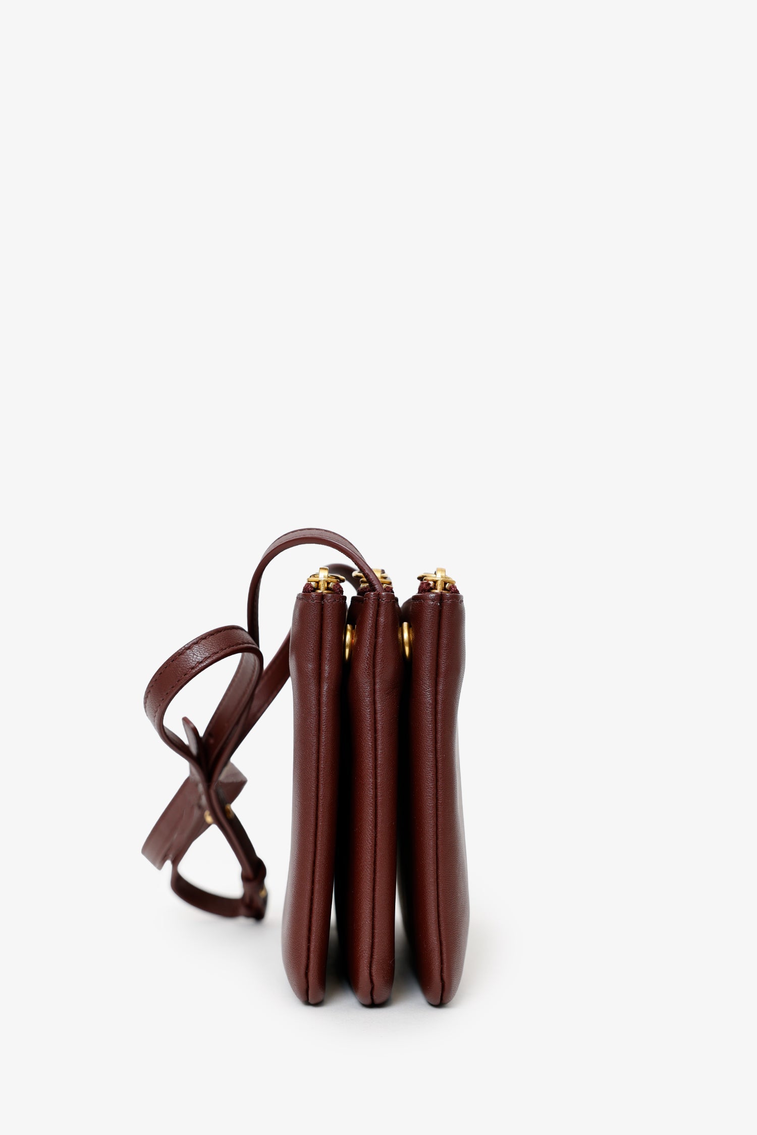 Celine Burgundy Leather Trio Crossbody