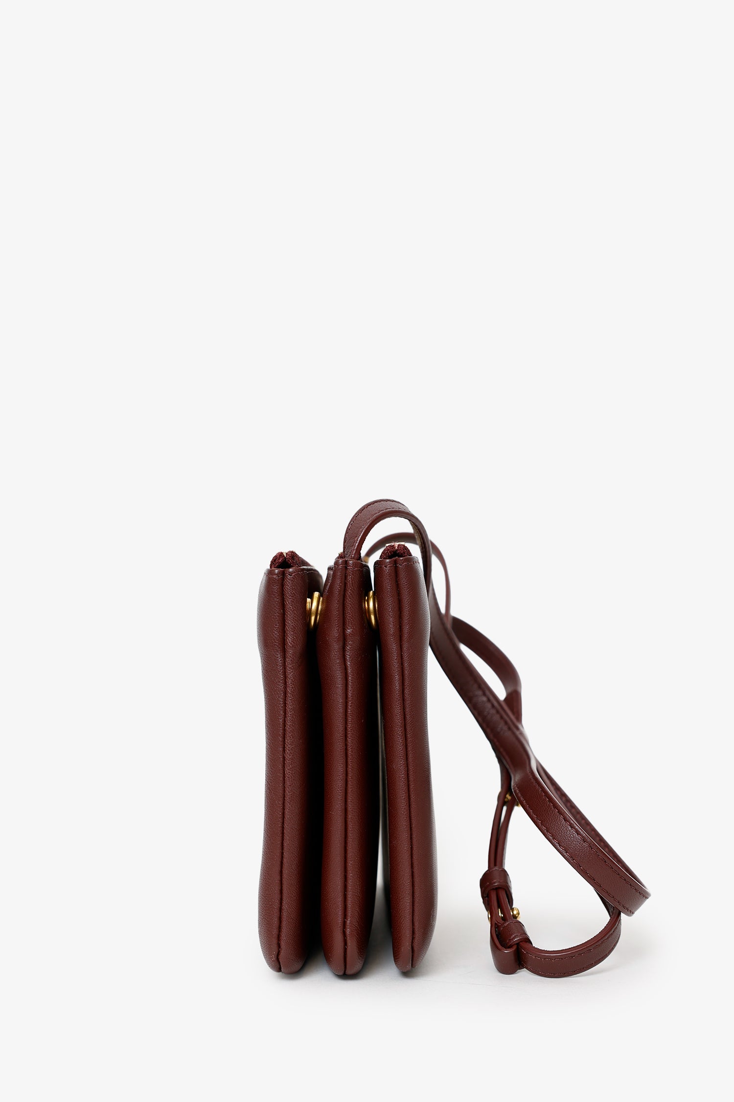 Celine Burgundy Leather Trio Crossbody