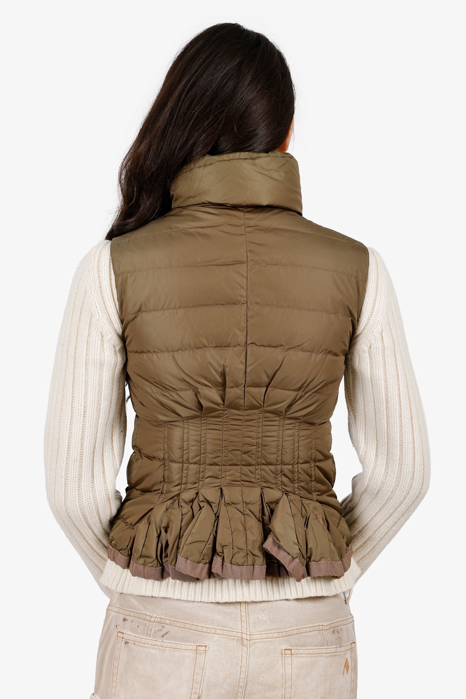 Moncler Khaki Green Down Quilted Vest Size 00