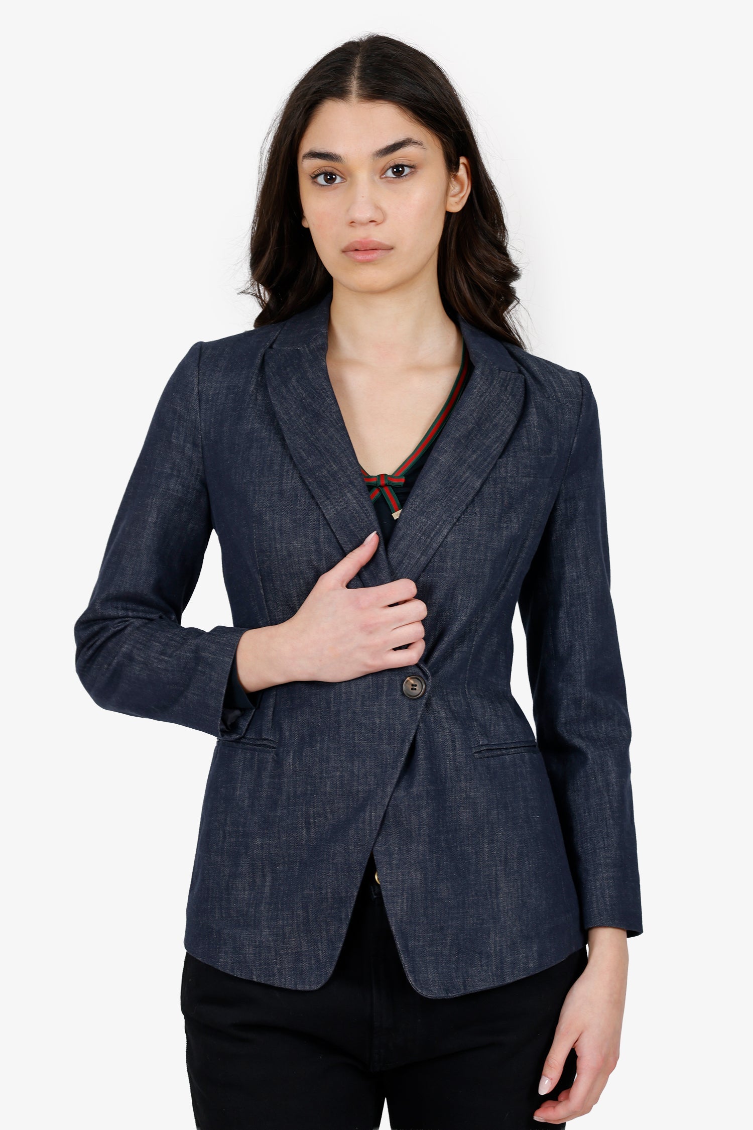 Brunello Cucinelli Blue Denim Single Breasted Blazer Size 40