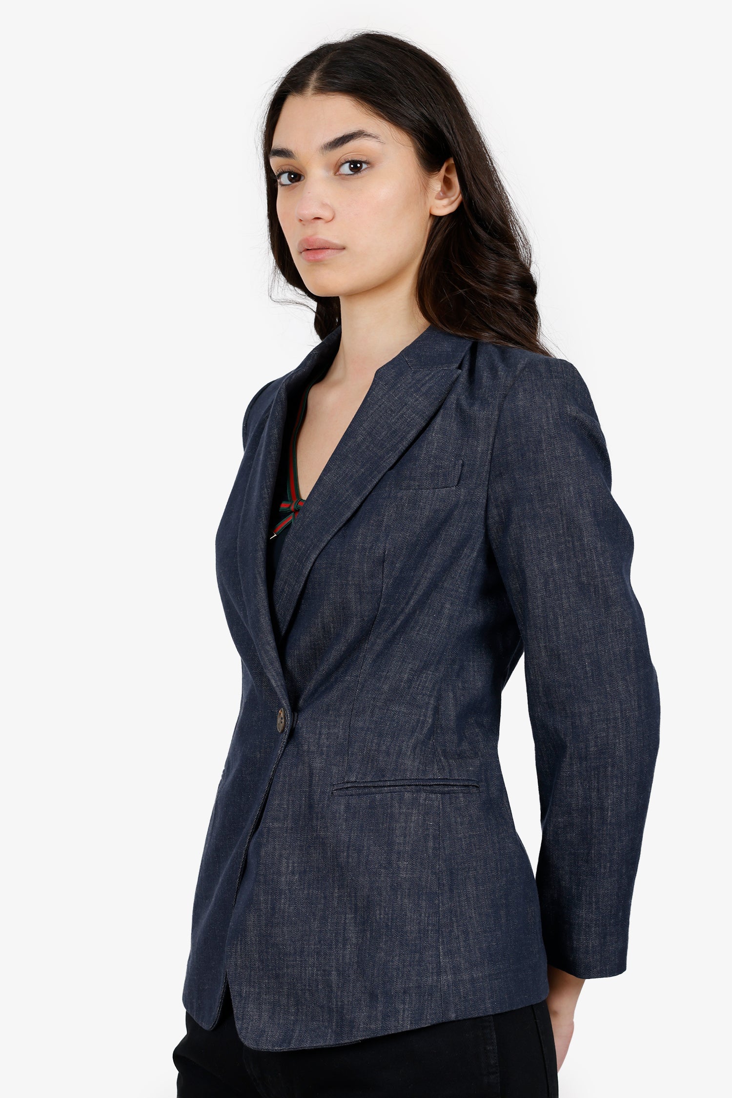 Brunello Cucinelli Blue Denim Single Breasted Blazer Size 40