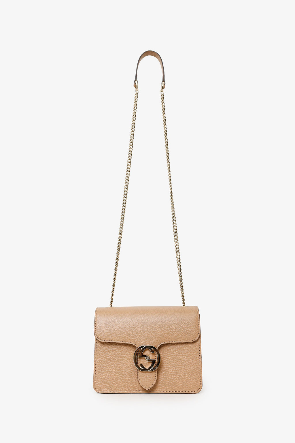 Gucci Beige Leather Interlocking G Small Dollar Crossbody Bag