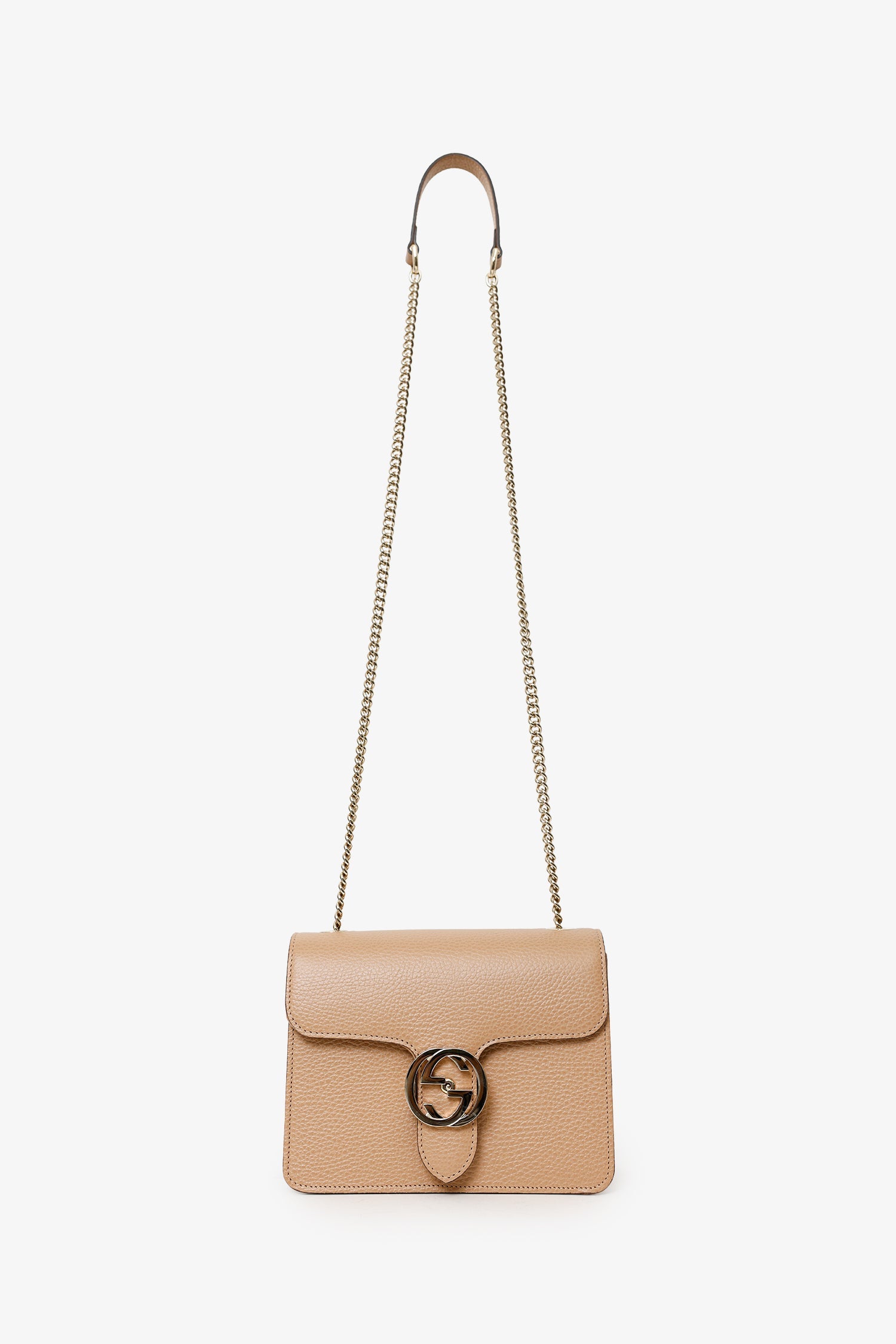 Gucci Beige Leather Interlocking G Small Dollar Crossbody Bag