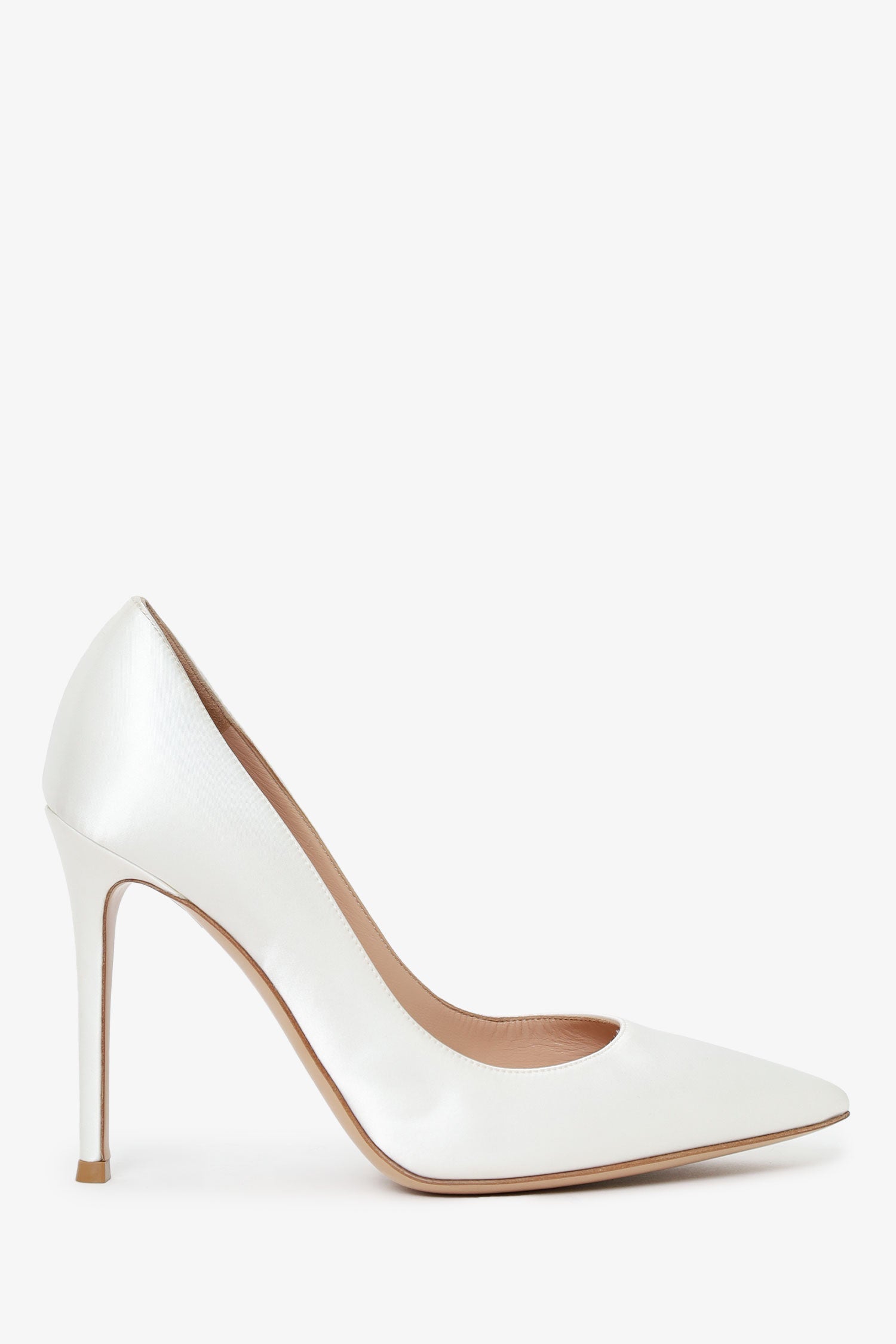 Gianvito Rossi White Satin Pointed Toe Heels Size 38.5