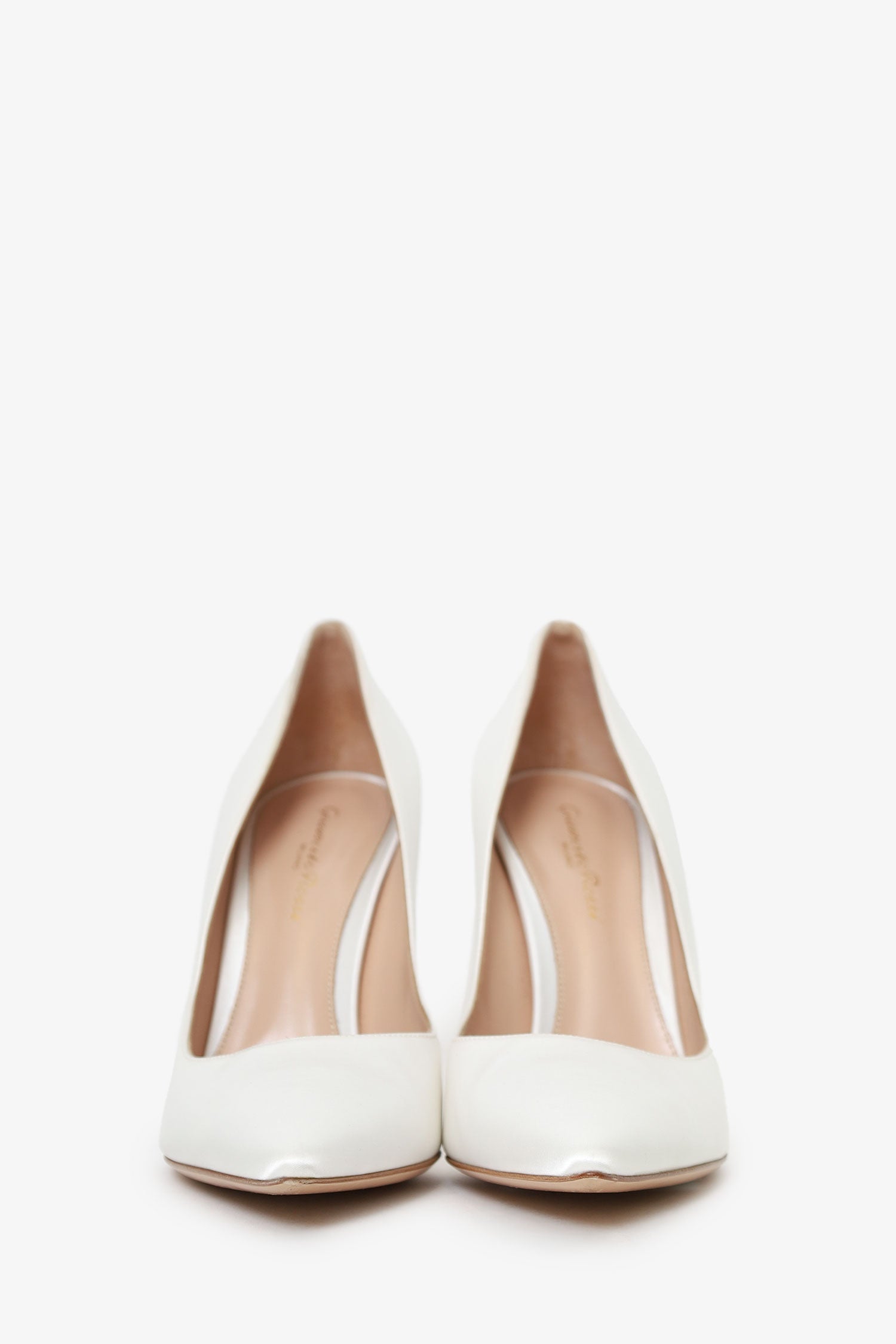 Gianvito Rossi White Satin Pointed Toe Heels Size 38.5