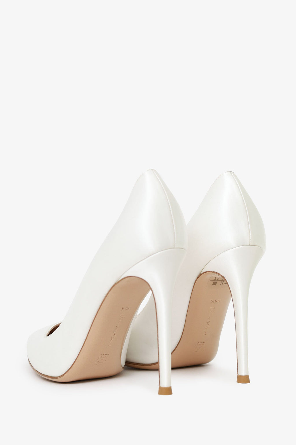 Gianvito Rossi White Satin Pointed Toe Heels Size 38.5