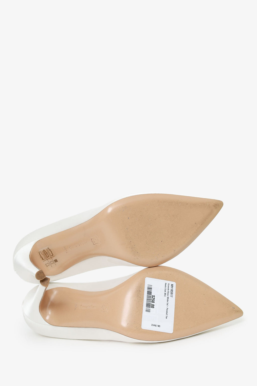 Gianvito Rossi White Satin Pointed Toe Heels Size 38.5