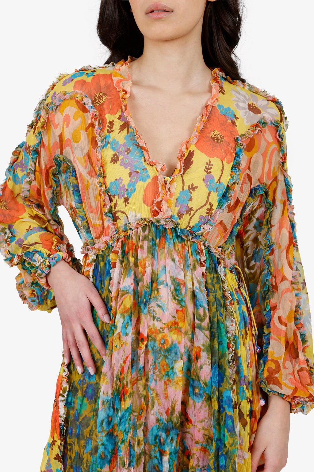 Zimmermann Multicolour Floral Print Estelle Billow Mini Dress Size 1