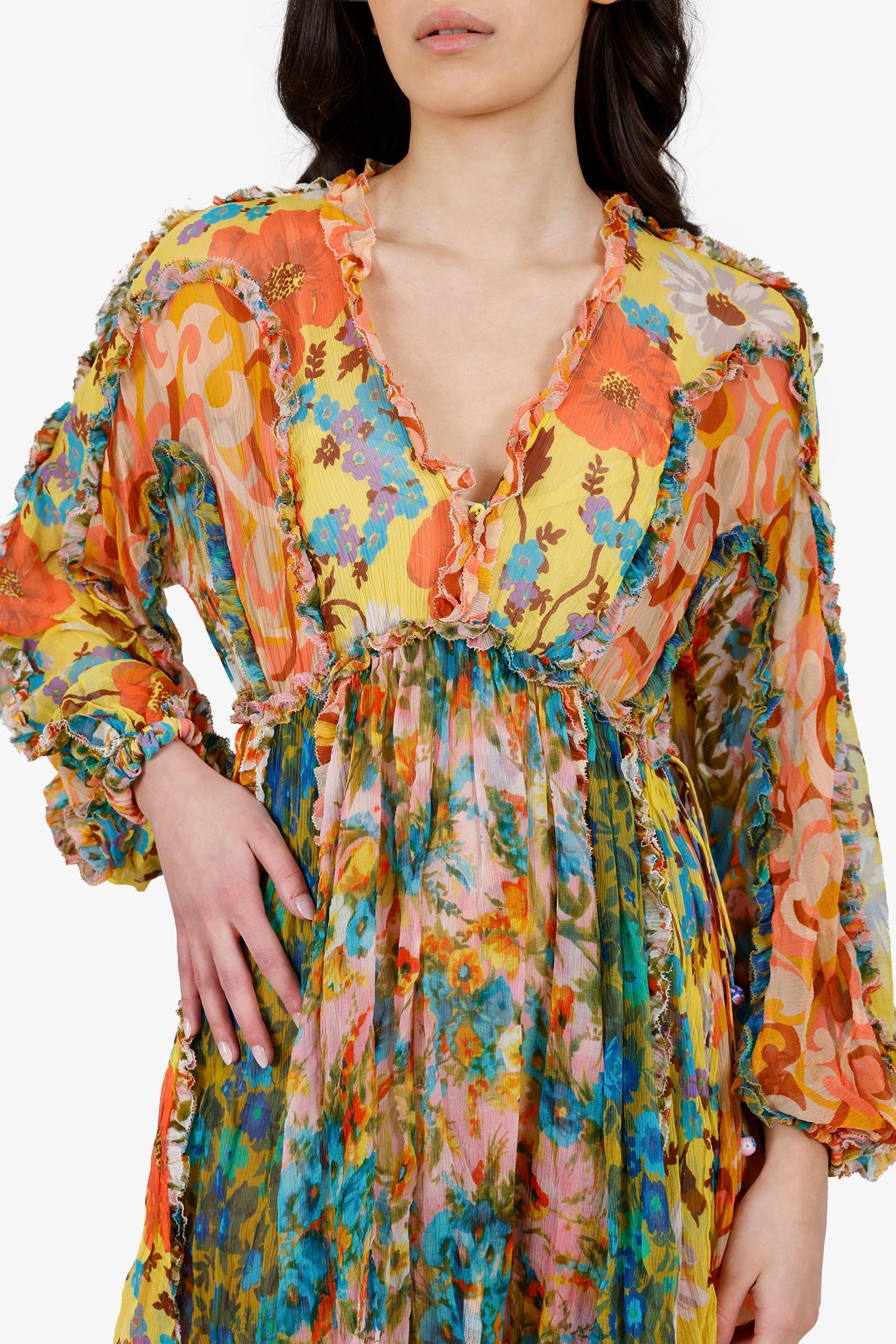 Zimmermann Multicolour Floral Print Estelle Billow Mini Dress Size 1