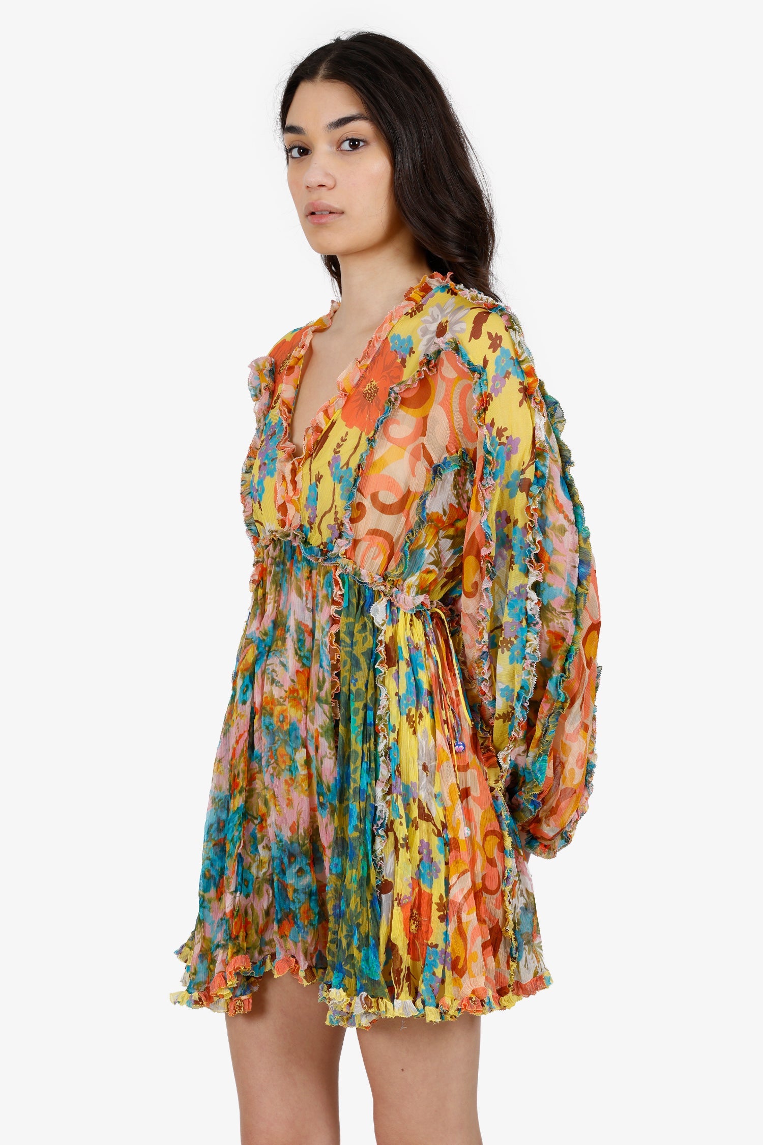 Zimmermann Multicolour Floral Print Estelle Billow Mini Dress Size 1