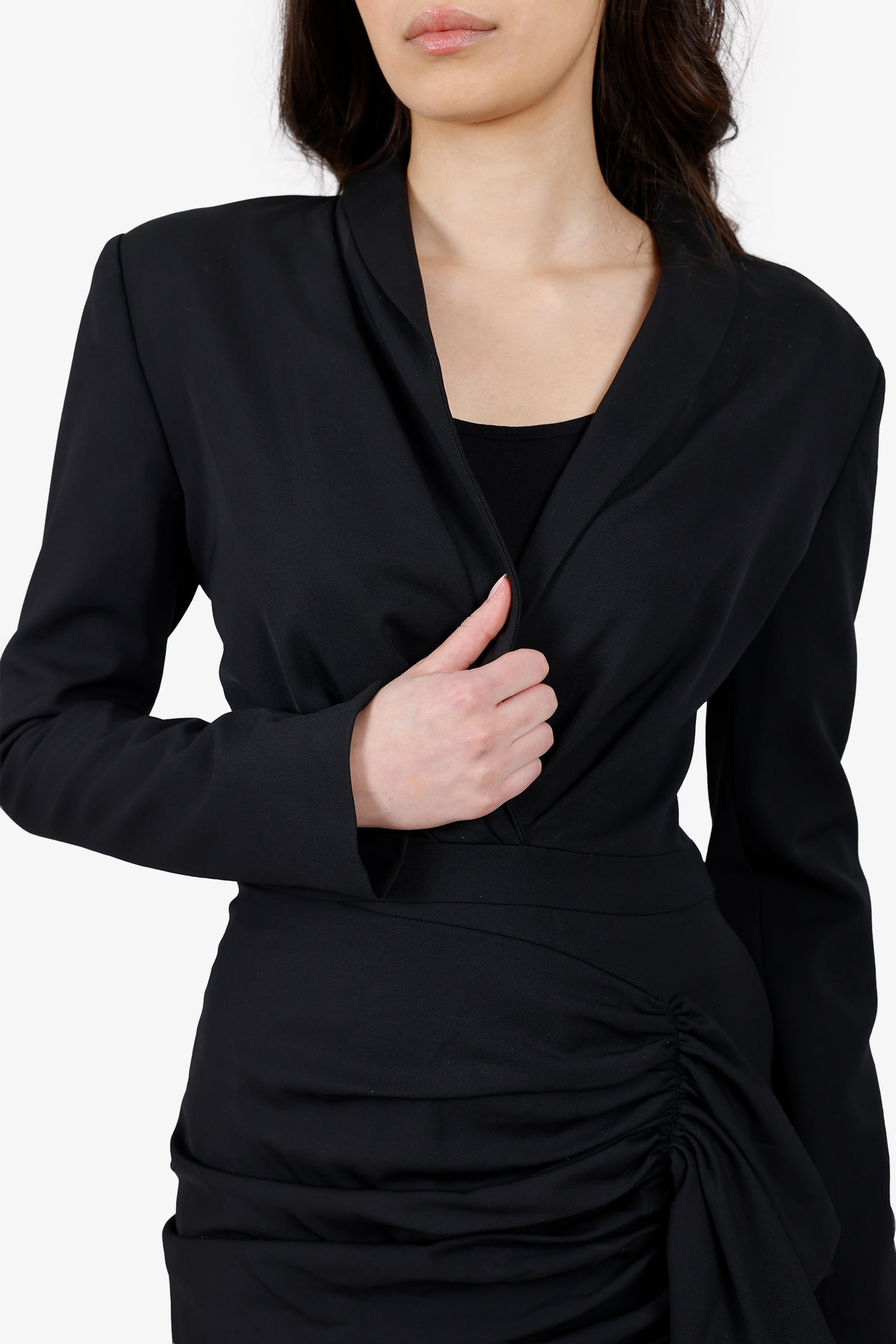 Alexandre Vauthier Black Draped Mini Dress Size 40