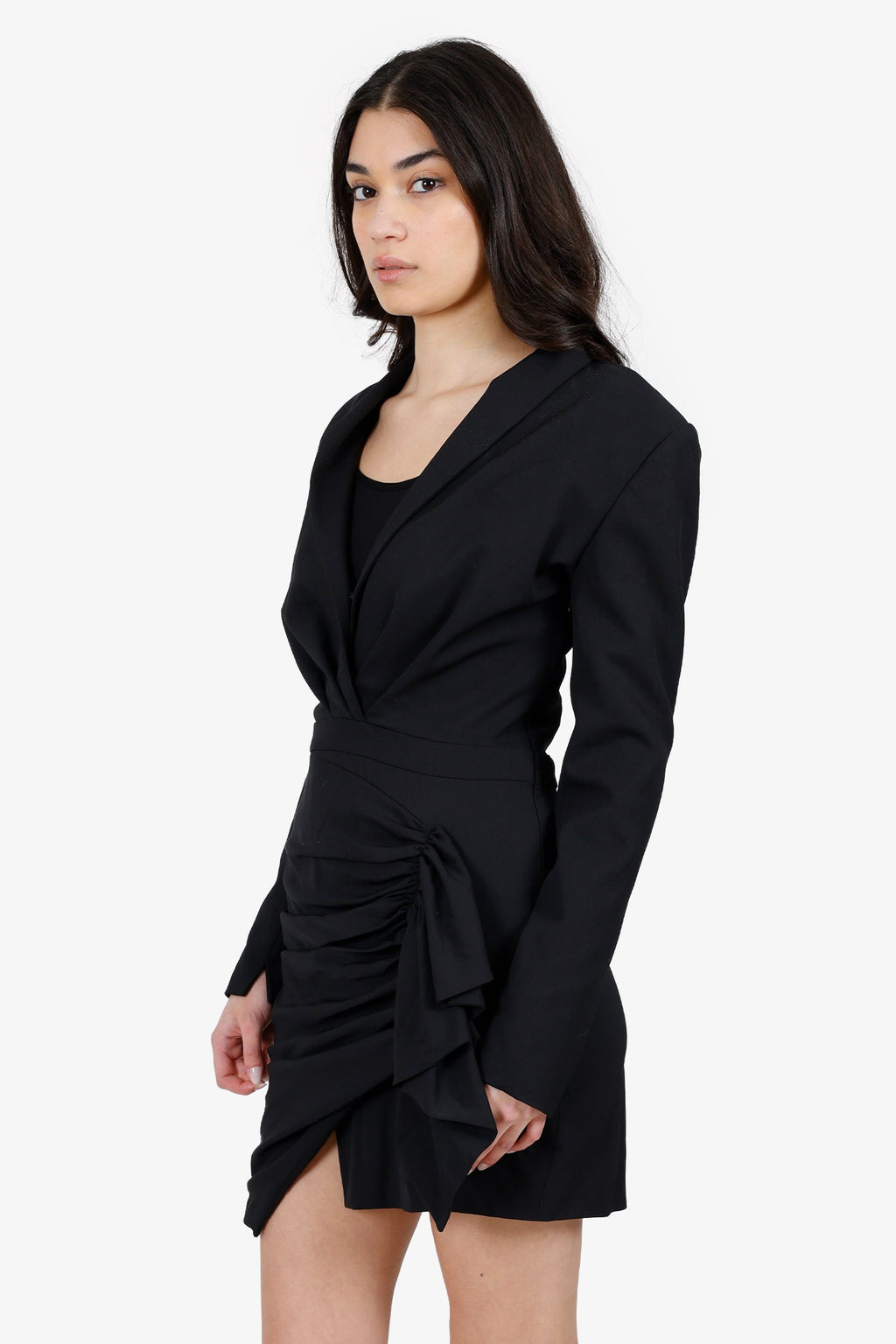 Alexandre Vauthier Black Draped Mini Dress Size 40
