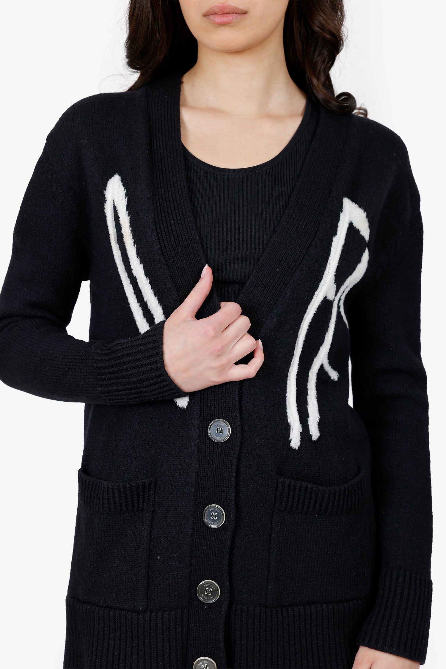 Off-White Black/White Wool Logo Knit igan Size 40