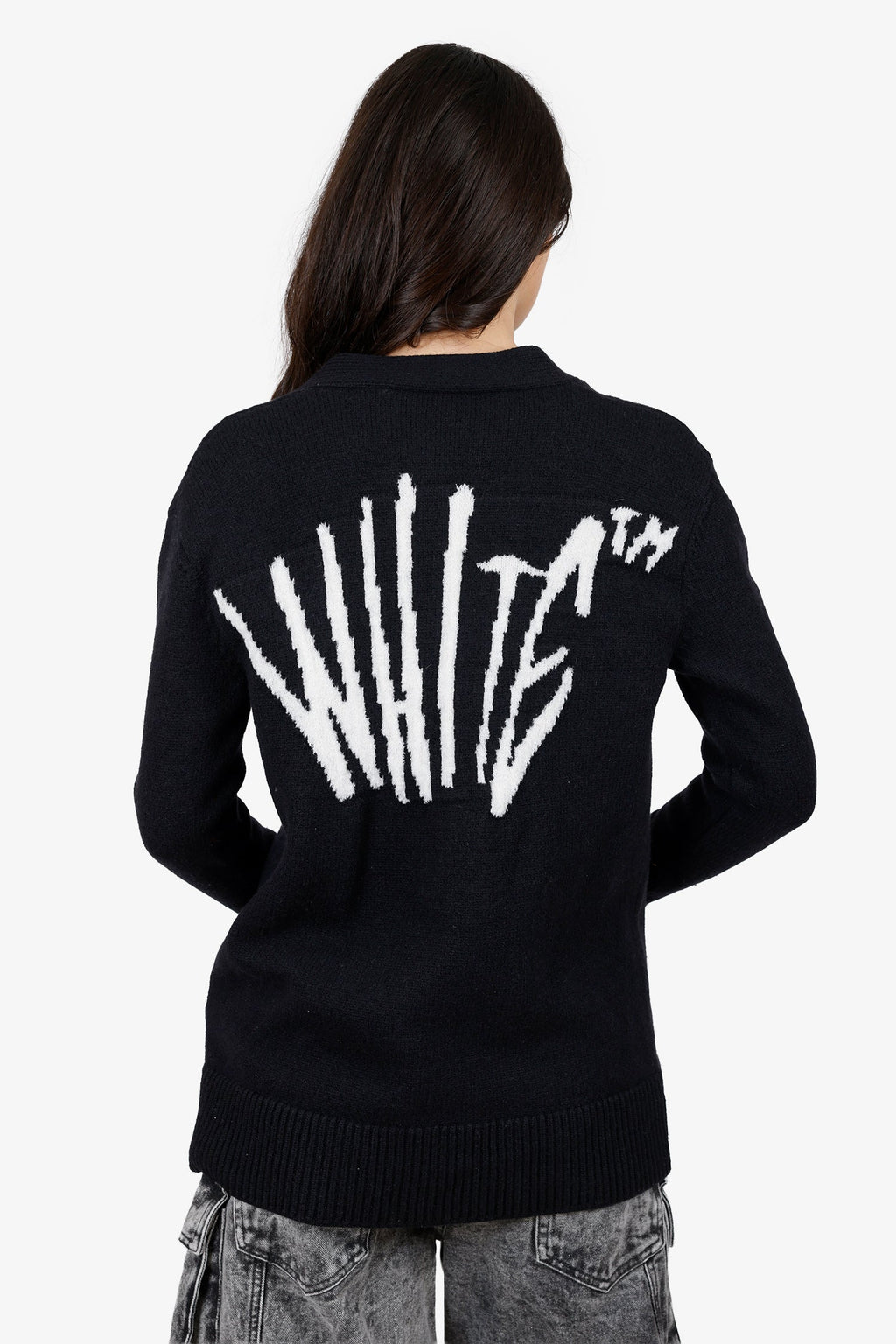 Off-White Black/White Wool Logo Knit igan Size 40