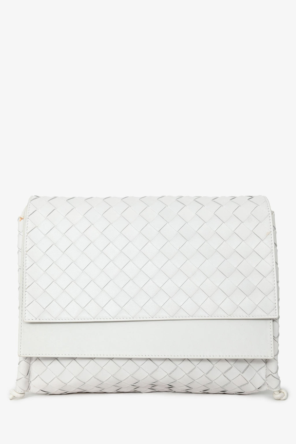 Bottega Veneta White Leather Intrecciato Crossbody