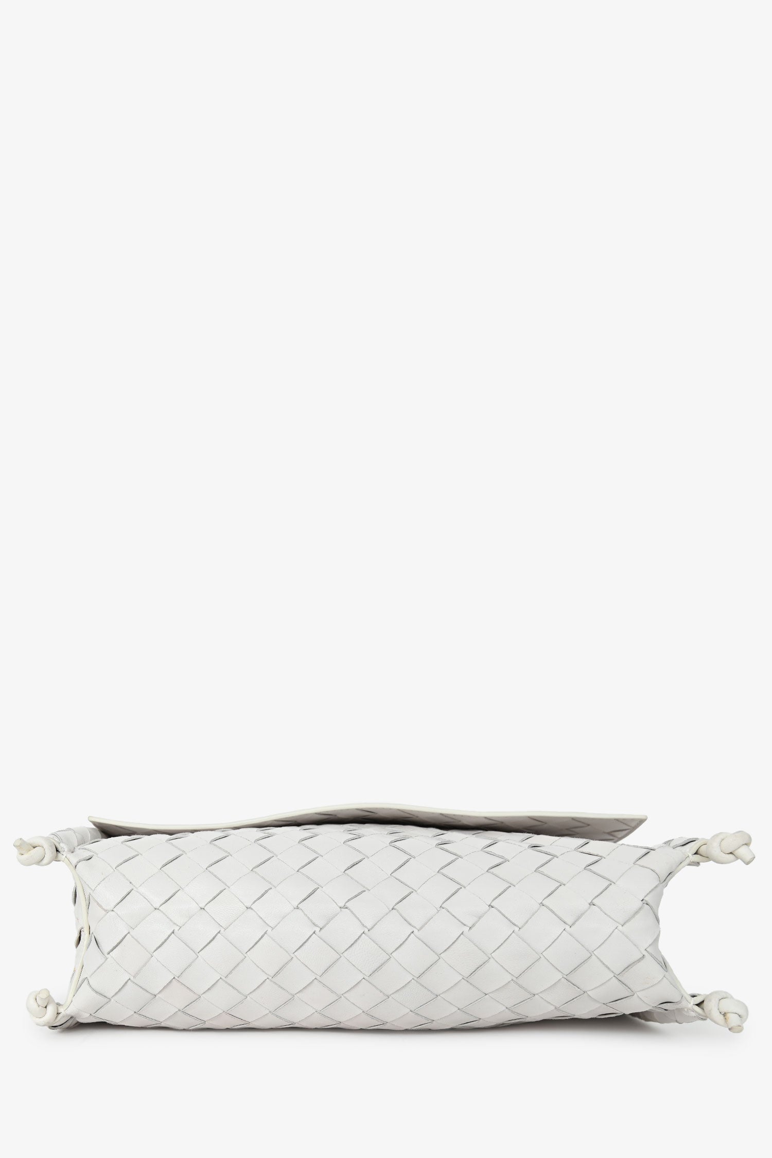 Bottega Veneta White Leather Intrecciato Crossbody