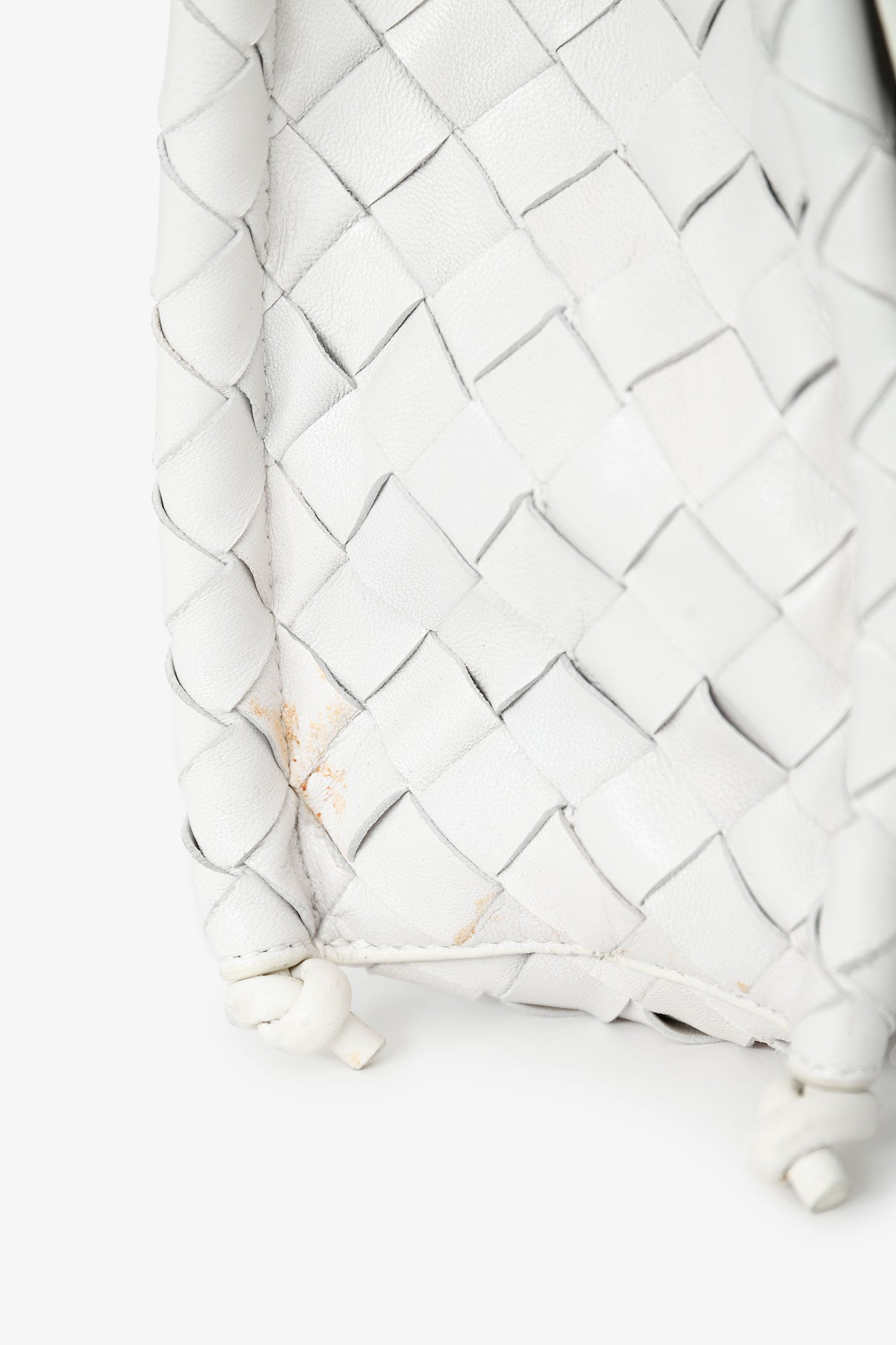 Bottega Veneta White Leather Intrecciato Crossbody