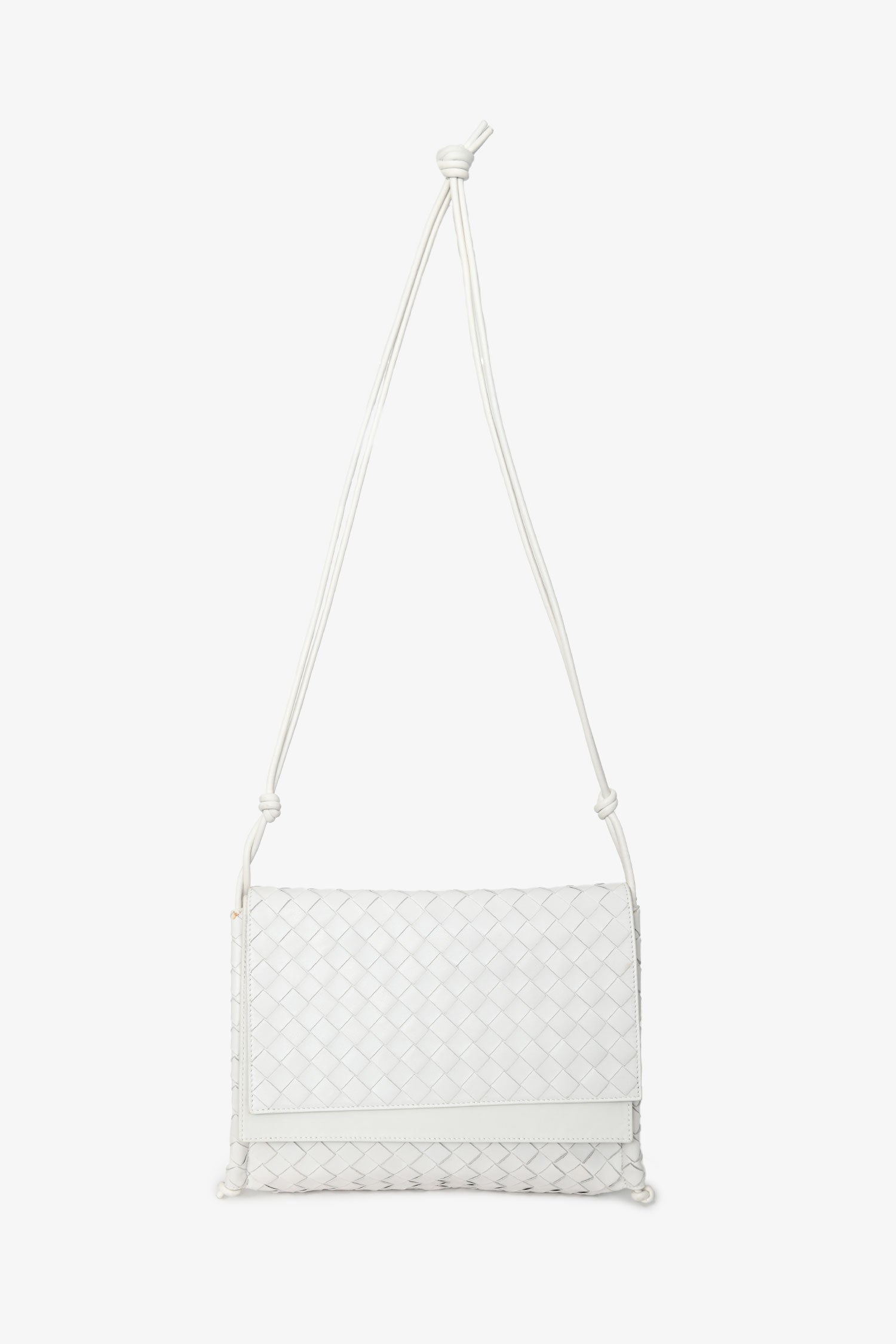 Bottega Veneta White Leather Intrecciato Crossbody